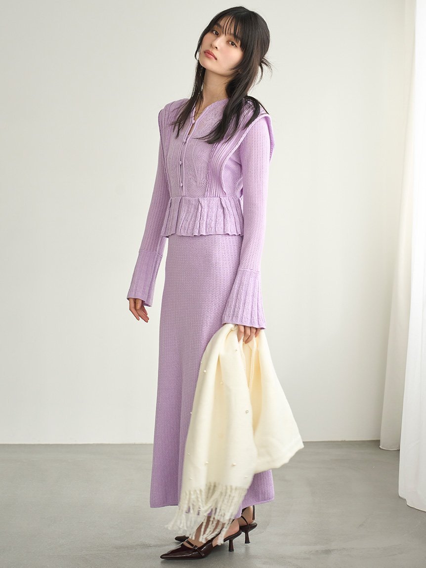 【リリーブラウン/Lily Brown】のスイッチングクロシェニットワンピース インテリア・キッズ・メンズ・レディースファッション・服の通販 founy(ファニー) 　ファッション　Fashion　レディースファッション　Fashion for Women　ワンピース　Dresses　ニットワンピース　Knit Dresses　インナー　Innerwear　キャミソール　Camisole, Spaghetti Strap Top　スマート　Smart, Elegant　レース　Lace, Lace Fabric　人気　Popular, Best Seller　今季　This Season, Current Season　透かし　Cut-Out, Lacework　LAV[071]|ID: prp329100004814490 ipo3291000000034967172