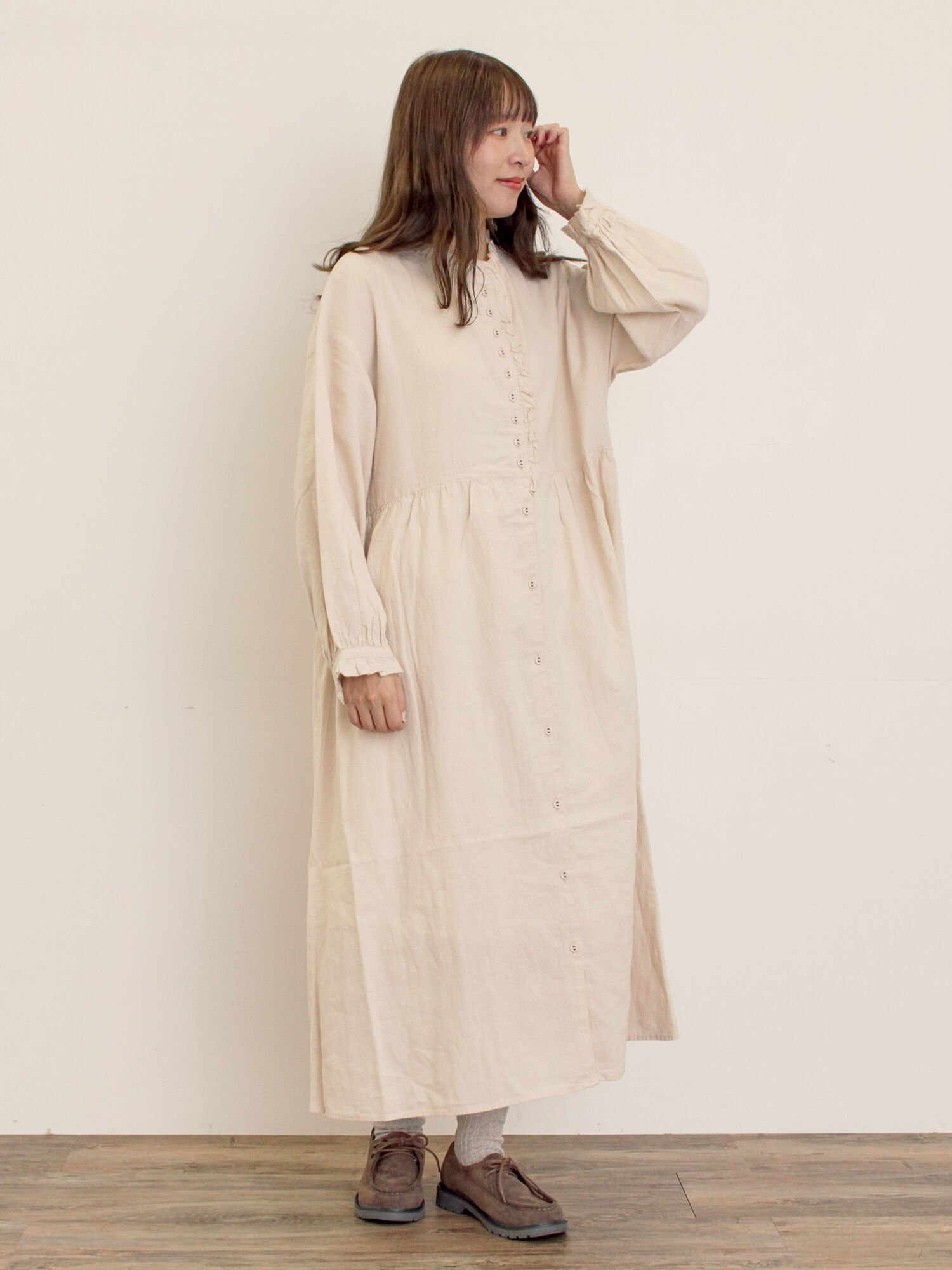 【サマンサモスモス/Samansa Mos2】の【Cross*Linen】フリルワンピース《S/Mサイズ》 インテリア・キッズ・メンズ・レディースファッション・服の通販 founy(ファニー) 　ファッション　Fashion　レディースファッション　Fashion for Women　ワンピース　Dresses　おすすめ　Recommended / Our Picks　フリル　Frill, Ruffle　フレア　Flare, Flared　ポケット　Pocket, Pocket Detail　リネン　Linen, Linen Fabric　冬　Winter / This Winter　夏　Summer　春　Spring　S/S・春夏　SS, Spring/Summer, Warm Season　キナリ|ID: prp329100004814501 ipo3291000000034967366