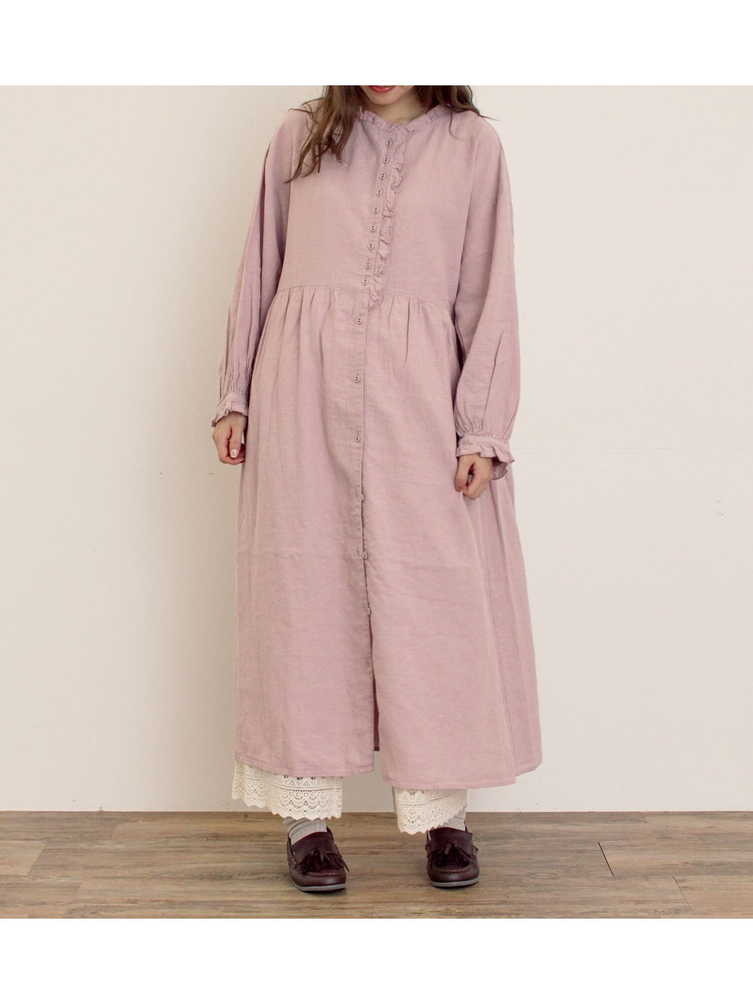 【サマンサモスモス/Samansa Mos2】の【Cross*Linen】フリルワンピース《S/Mサイズ》 インテリア・キッズ・メンズ・レディースファッション・服の通販 founy(ファニー) 　ファッション　Fashion　レディースファッション　Fashion for Women　ワンピース　Dresses　おすすめ　Recommended / Our Picks　フリル　Frill, Ruffle　フレア　Flare, Flared　ポケット　Pocket, Pocket Detail　リネン　Linen, Linen Fabric　冬　Winter / This Winter　夏　Summer　春　Spring　S/S・春夏　SS, Spring/Summer, Warm Season　ピンク|ID: prp329100004814501 ipo3291000000034967368