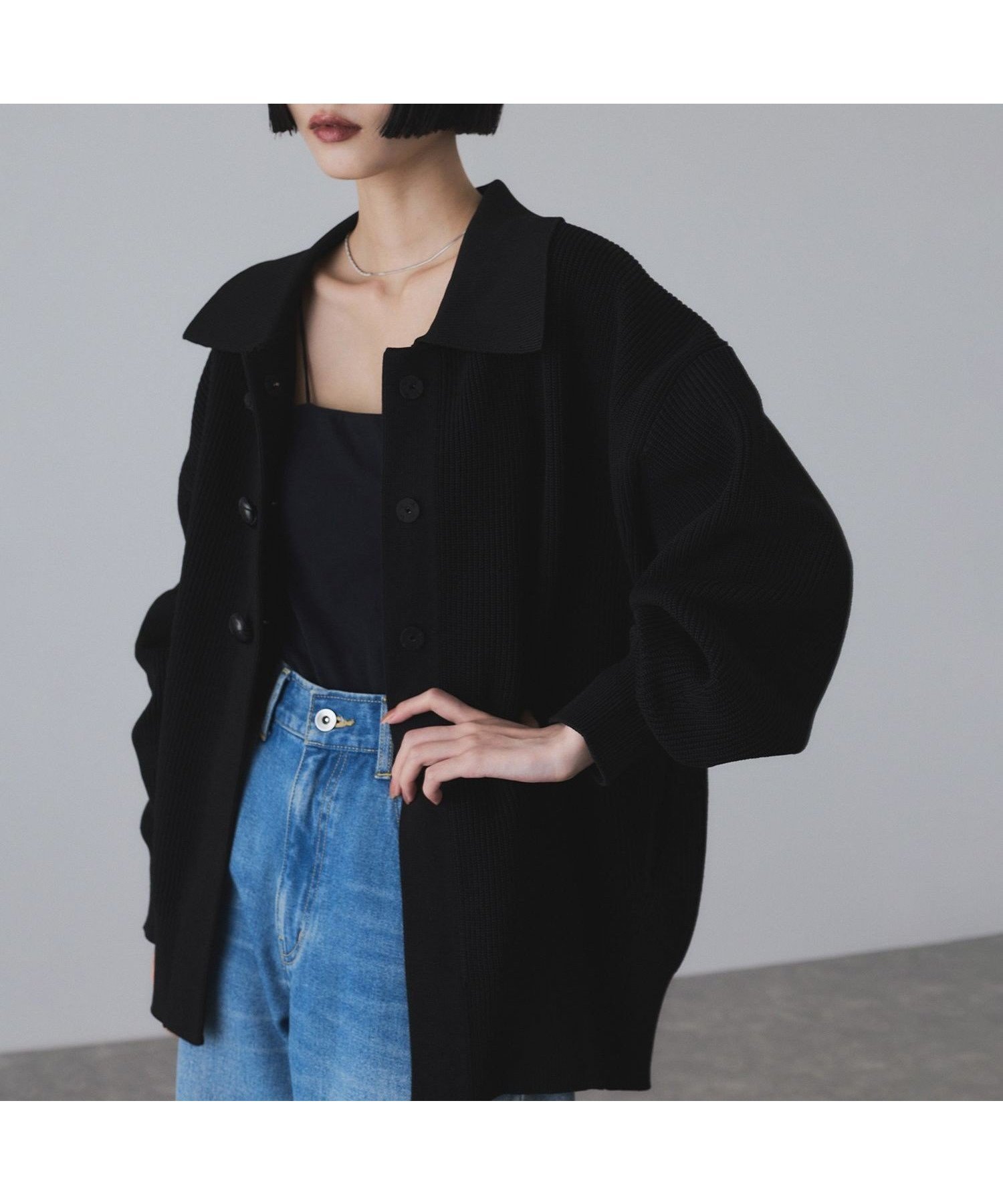 【アダム エ ロペ/ADAM ET ROPE'】の【サステナブル】ポロニットリラックスカーディガン インテリア・キッズ・メンズ・レディースファッション・服の通販 founy(ファニー) 　ファッション　Fashion　レディースファッション　Fashion for Women　トップス・カットソー　Cut & Sew Tops　ニット　Knit Tops & Sweaters　カーディガン・羽織り　Layered Style Cardigans　ウォッシャブル　Machine Washable　畦　Ribbed Knit　カーディガン　Cardigan, Knitwear　スラックス　Slacks, Dress Pants　スリット　Slit, Slit Detail　デニム　Denim, Jeans Material　ハーフ　Half, Half-Length　バスケット　Basket, Basket Bag　フロント　Front, Front Design　ポケット　Pocket, Pocket Detail　ラベンダー　Lavender　リラックス　Relax, Relaxed Fit　ワイド　Wide, Wide Fit　A/W・秋冬　Autumn/Winter　おすすめ　Recommended / Our Picks　2026年　2026　ブラック(01)|ID: prp329100004814514 ipo3291000000034967495