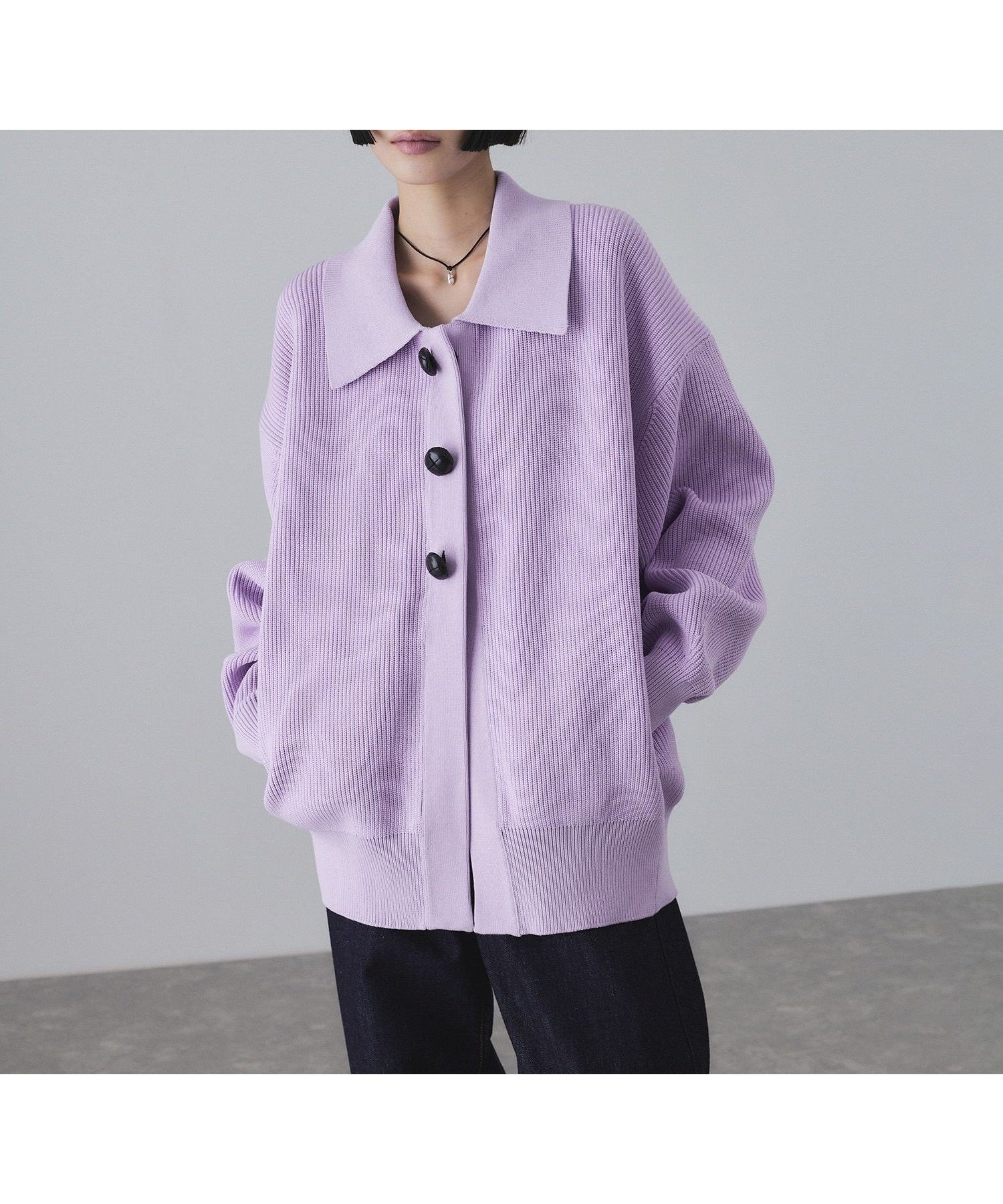 【アダム エ ロペ/ADAM ET ROPE'】の【サステナブル】ポロニットリラックスカーディガン インテリア・キッズ・メンズ・レディースファッション・服の通販 founy(ファニー) 　ファッション　Fashion　レディースファッション　Fashion for Women　トップス・カットソー　Cut & Sew Tops　ニット　Knit Tops & Sweaters　カーディガン・羽織り　Layered Style Cardigans　ウォッシャブル　Machine Washable　畦　Ribbed Knit　カーディガン　Cardigan, Knitwear　スラックス　Slacks, Dress Pants　スリット　Slit, Slit Detail　デニム　Denim, Jeans Material　ハーフ　Half, Half-Length　バスケット　Basket, Basket Bag　フロント　Front, Front Design　ポケット　Pocket, Pocket Detail　ラベンダー　Lavender　リラックス　Relax, Relaxed Fit　ワイド　Wide, Wide Fit　A/W・秋冬　Autumn/Winter　おすすめ　Recommended / Our Picks　2026年　2026　ラベンダー(52)|ID: prp329100004814514 ipo3291000000034967496