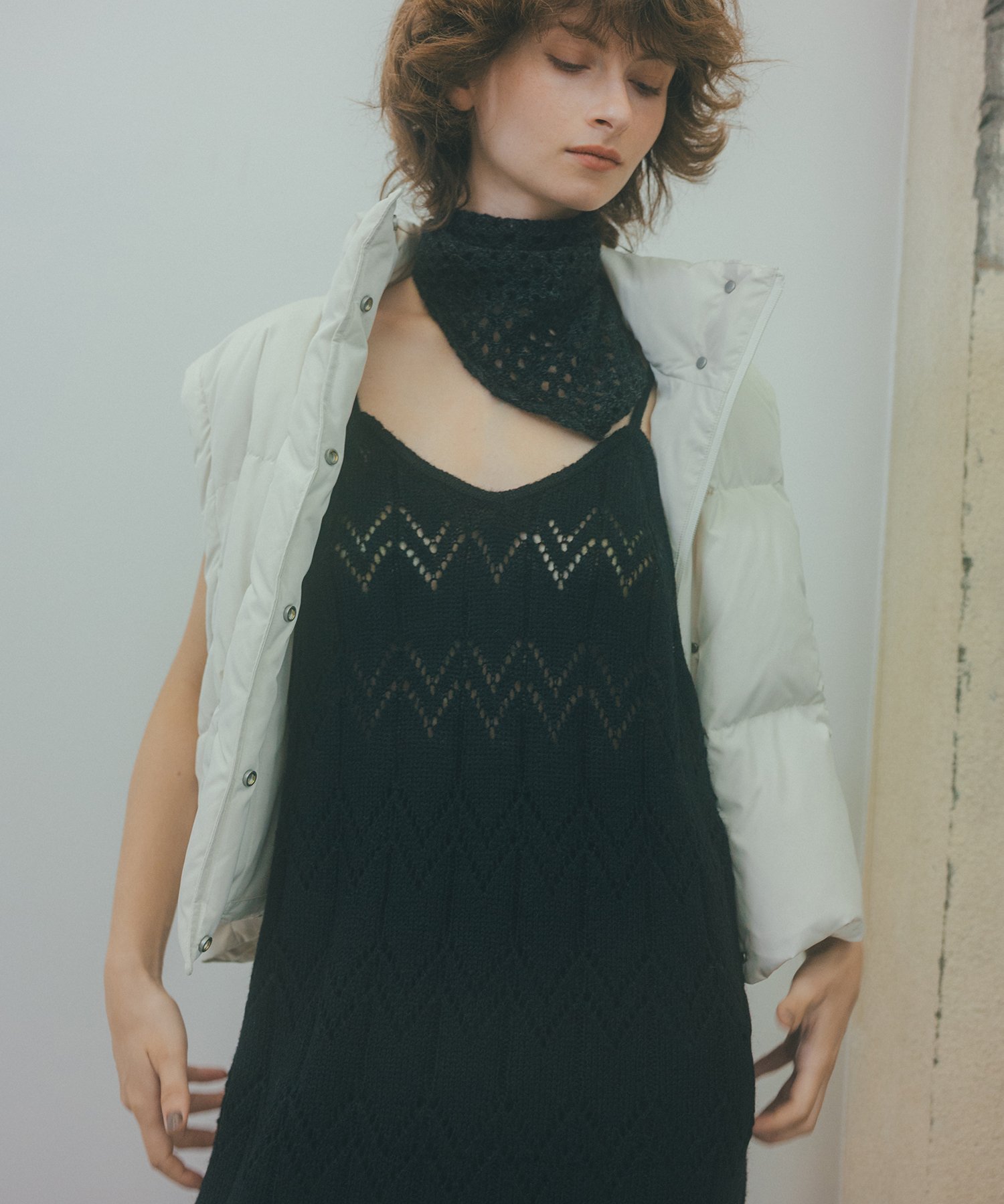 【エヌ ナチュラルビューティーベーシック/N.Natural Beauty basic】の透かし編みニットキャミワンピース インテリア・キッズ・メンズ・レディースファッション・服の通販 founy(ファニー) 　ファッション　Fashion　レディースファッション　Fashion for Women　ワンピース　Dresses　キャミソールワンピース　Camisole Dresses　カットソー　Cut and Sewn Top　透かし　Cut-Out, Lacework　ブラック|ID: prp329100004814527 ipo3291000000034967635