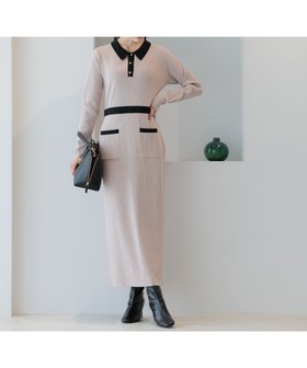 【アンデミュウ/Andemiu】のニットポロワンピース 人気、トレンドファッション・服の通販 founy(ファニー) ファッション Fashion レディースファッション Fashion for Women ワンピース Dresses スリット Slit, Slit Detail トレンド Trend, Trending Now ポケット Pocket, Pocket Detail ロング Long, Long-Length 切替 Switching, Contrast Panel |ID:prp329100004814531