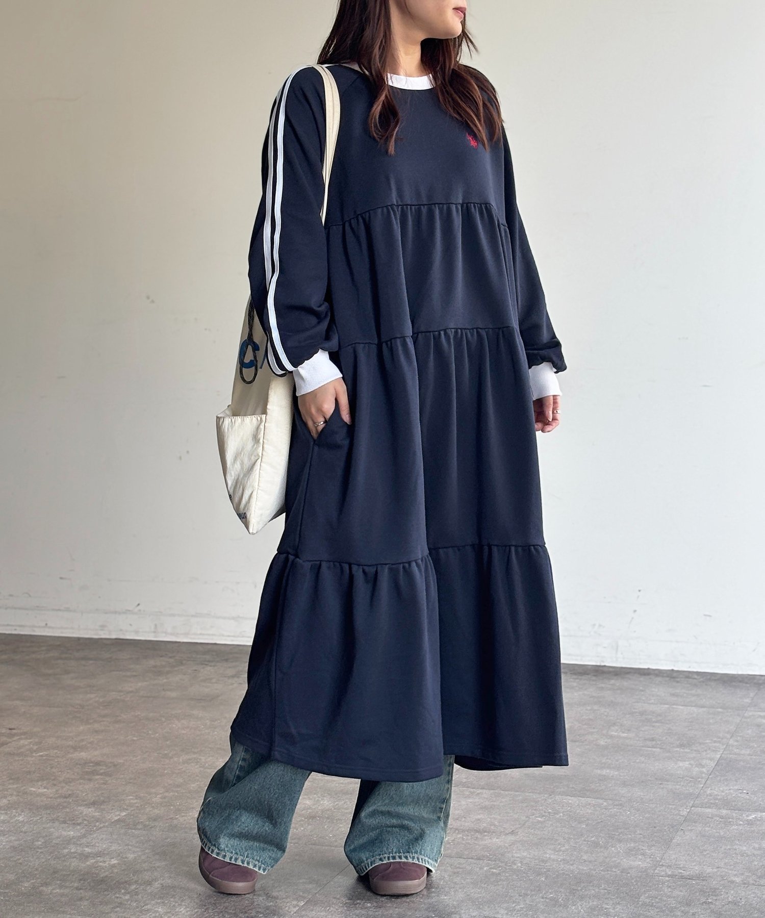 【シーピーシーエム/CPCM】の【U.S. POLO ASSN.】裏毛ティアードワンピース インテリア・キッズ・メンズ・レディースファッション・服の通販 founy(ファニー) 　ファッション　Fashion　レディースファッション　Fashion for Women　ワンピース　Dresses　イタリア　Italy　腕時計　Wristwatch　ガーリー　Girly, Feminine Style　コレクション　Collection, Seasonal Line　スニーカー　Sneakers, Trainers　スポーティ　Sporty, Casual Athletic　ティアード　Tiered, Tiered Style　ティアードワンピース　Tiered Dress, Flared Dress　デニム　Denim, Jeans Material　トレンド　Trend, Trending Now　ベスト　Vest, Waistcoat　メンズ　Men's, Menswear　ネイビー|ID: prp329100004814532 ipo3291000000034967717