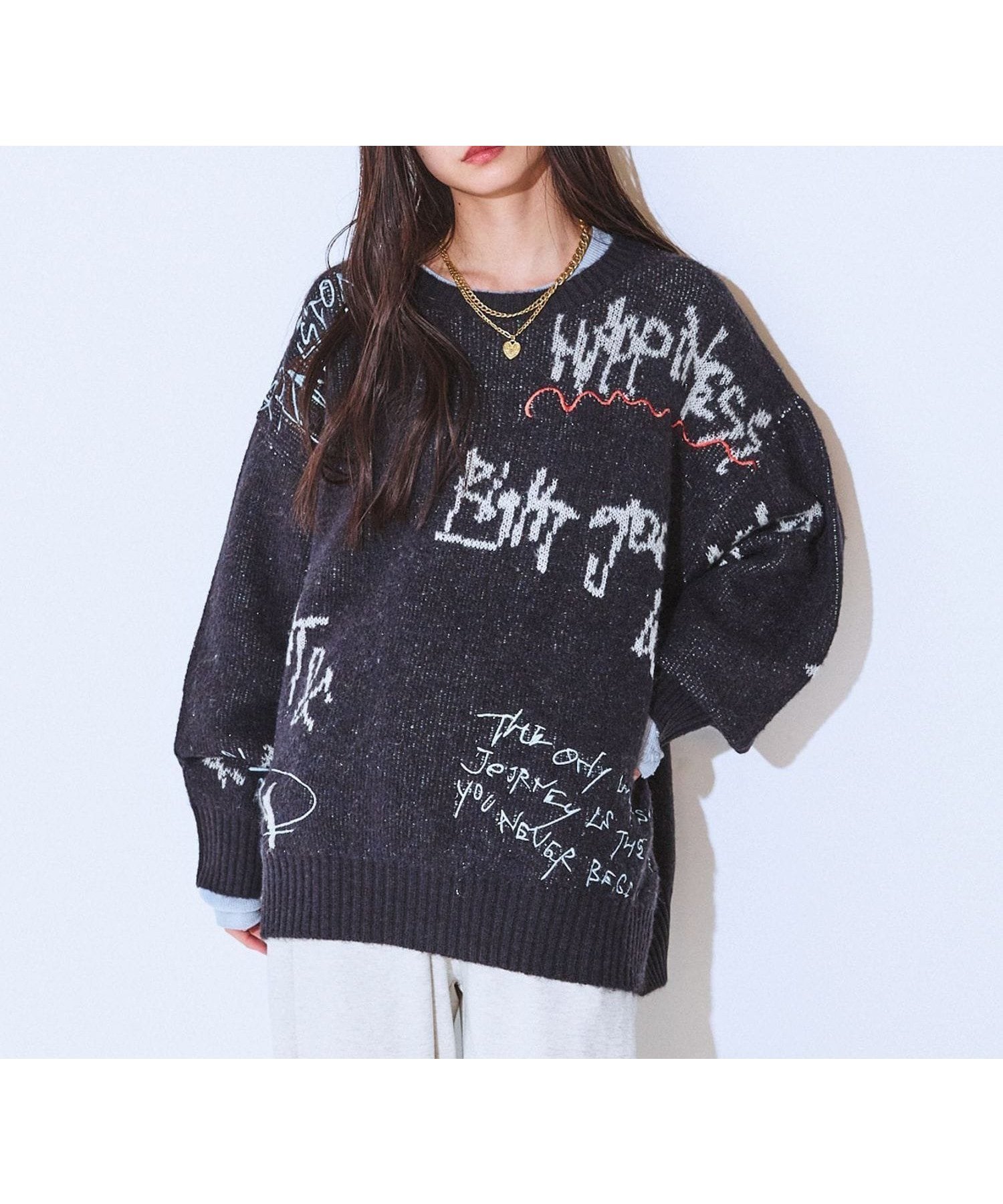 【ジーナシス/JEANASiS】の5G Doodleロゴプルオーバー インテリア・キッズ・メンズ・レディースファッション・服の通販 founy(ファニー) 　ファッション　Fashion　レディースファッション　Fashion for Women　トップス・カットソー　Cut & Sew Tops　カジュアルプルオーバー・ニットトップス　Pullovers & Knit Tops / Casual Pullovers　おすすめ　Recommended / Our Picks　グラフィック　Graphic, Graphic Design　デニム　Denim, Jeans Material　ボトム　Bottoms, Lower Wear　ワイド　Wide, Wide Fit　ブラック系その他|ID: prp329100004814535 ipo3291000000034967753