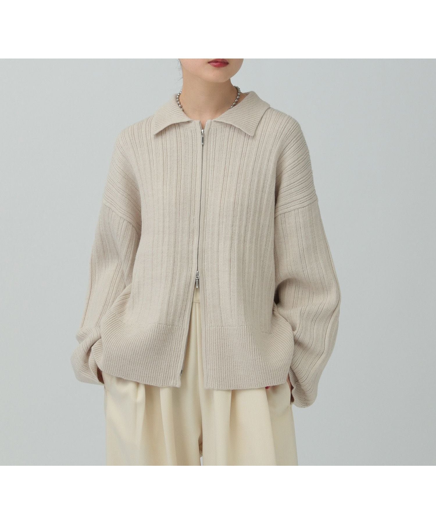 【レプシィム ローリーズファーム/LEPSIM LOWRYS FARM】の5ゲージ編み柄ZIP襟カーディガン 人気、トレンドファッション・服の通販 founy(ファニー) 　ファッション　Fashion　レディースファッション　Fashion for Women　トップス・カットソー　Cut & Sew Tops　カーディガン・羽織り　Layered Style Cardigans　おすすめ　Recommended / Our Picks　カーディガン　Cardigan, Knitwear　デニム　Denim, Jeans Material　トレンド　Trend, Trending Now　フレア　Flare, Flared　冬　Winter / This Winter　秋　Autumn　 other-1|ID: prp329100004814536 ipo3291000000034967764