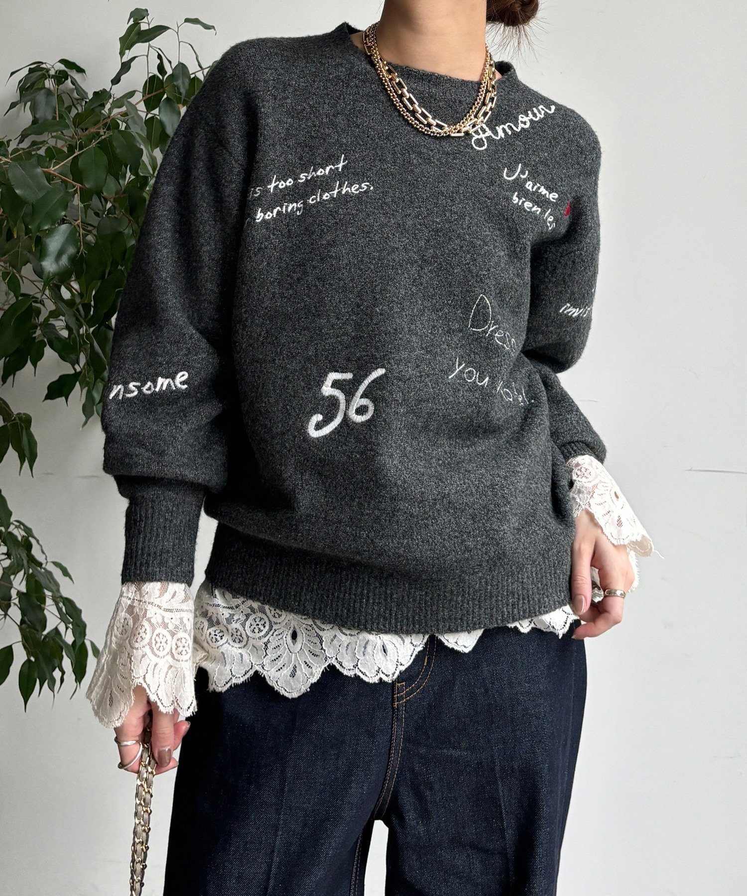 【ドゥドゥ/DouDou】の【WEB限定】レタリング刺繍プルオーバー 人気、トレンドファッション・服の通販 founy(ファニー) 　ファッション　Fashion　レディースファッション　Fashion for Women　トップス・カットソー　Cut & Sew Tops　カジュアルプルオーバー・ニットトップス　Pullovers & Knit Tops / Casual Pullovers　シンプル　Simple, Minimal　スマート　Smart, Elegant　雑誌　Magazine, Fashion Magazine　レース　Lace, Lace Fabric　S/S・春夏　SS, Spring/Summer, Warm Season　再入荷　Restock / Back in Stock　夏　Summer　2026年　2026　 other-1|ID: prp329100004814538 ipo3291000000034967785