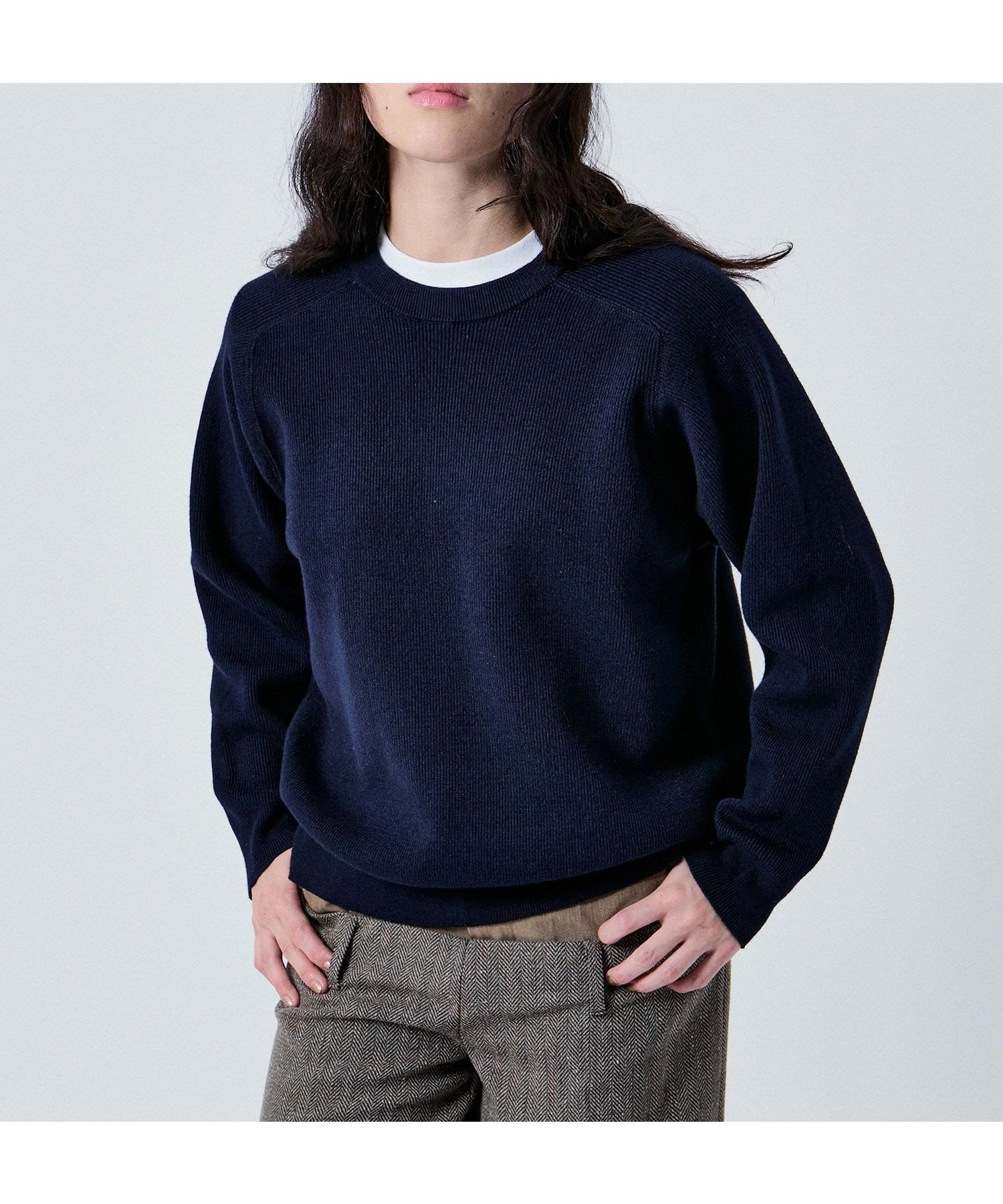 【アダム エ ロペ/ADAM ET ROPE'】のSWEAT LIKE REVERSIBLE KNIT インテリア・キッズ・メンズ・レディースファッション・服の通販 founy(ファニー) 　ファッション　Fashion　レディースファッション　Fashion for Women　トップス・カットソー　Cut & Sew Tops　ニット　Knit Tops & Sweaters　レディースパーカー・カジュアルフーディー　Casual Hoodies & Sweatshirts　スウェット・クルーネックトップス　Sweatshirts & Crewnecks / Relaxed Fit Sweat Tops　シンプル　Simple, Minimal　スウェット / スエット　Sweatshirt, Sweatwear　スリーブ　Sleeve, Long Sleeve / Short Sleeve　定番　Standard, Basic Item　バランス　Balance, Style Balance　フィット　Fit, Slim Fit　リバーシブル　Reversible, Two-Sided　おすすめ　Recommended / Our Picks　エレガント 上品　Elegant　ネイビー(40)|ID: prp329100004814545 ipo3291000000034967920