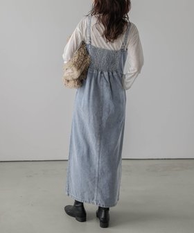【ラジュール/Lajour】のデニムジャンパースカート 人気、トレンドファッション・服の通販 founy(ファニー) ファッション Fashion レディースファッション Fashion for Women スカート Skirts インナー Innerwear ウォッシュ Washed Finish スリット Slit, Slit Detail タンク Tank Top, Sleeveless Top デニム Denim, Jeans Material フロント Front, Front Design ロング Long, Long-Length |ID:prp329100004814546