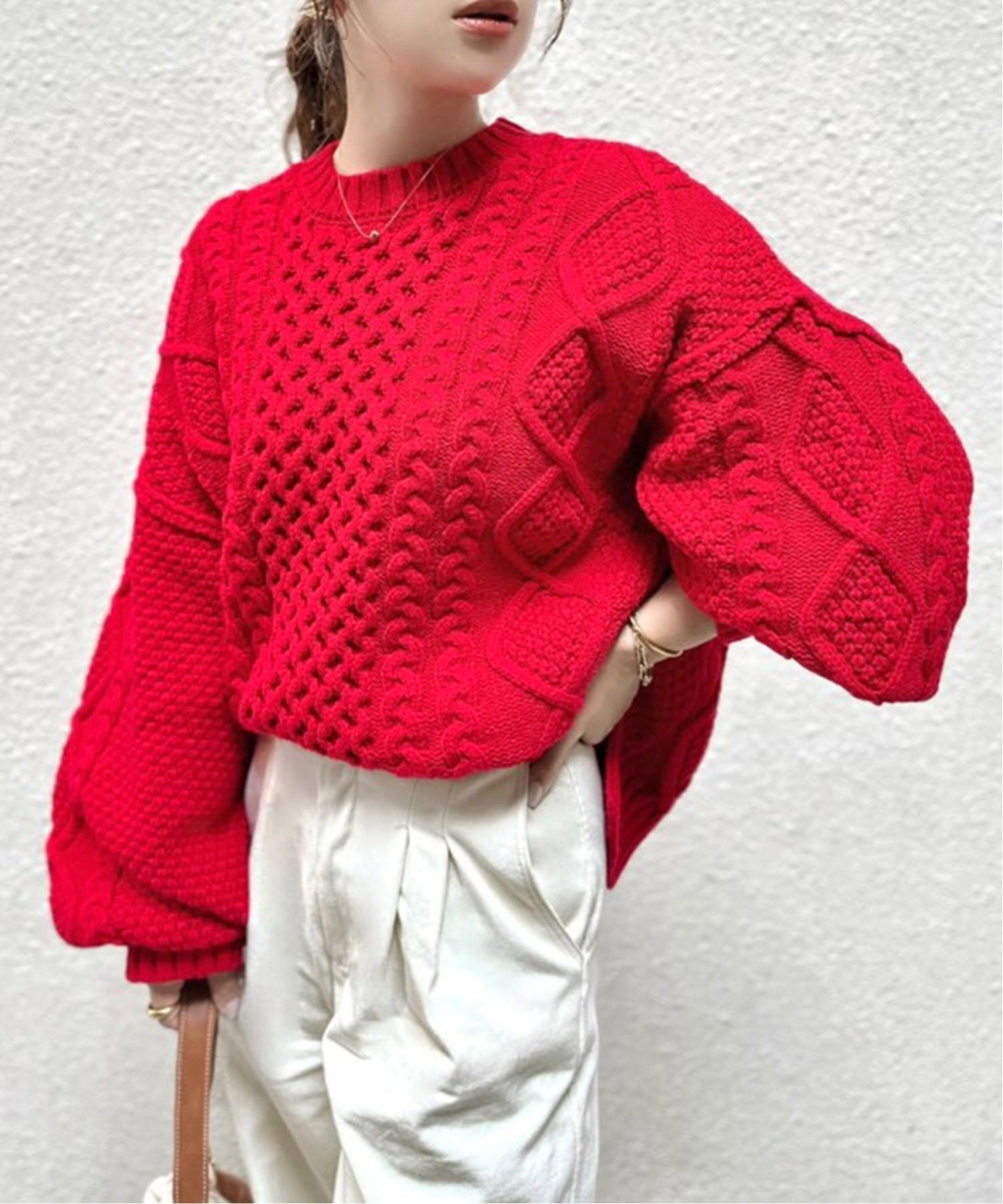 【ノッチ/notch】の【 notch. by KASUMI 】 ケーブルニット インテリア・キッズ・メンズ・レディースファッション・服の通販 founy(ファニー) 　ファッション　Fashion　レディースファッション　Fashion for Women　トップス・カットソー　Cut & Sew Tops　ニット　Knit Tops & Sweaters　コラボ　Collaboration, Collab　シンプル　Simple, Minimal　人気　Popular, Best Seller　バランス　Balance, Style Balance　ボトム　Bottoms, Lower Wear　ロング　Long, Long-Length　2025年　2025　2025-2026秋冬・A/W　Autumn/Winter 2025–26 AW25–26　レッド|ID: prp329100004814548 ipo3291000000034967990