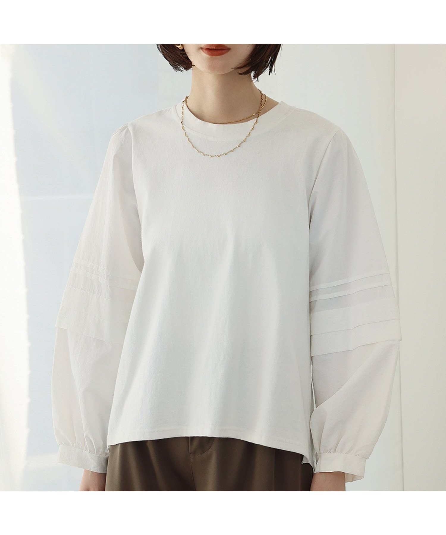 【ガール/GIRL】の異素材ドッキングボリュームスリーブプルオーバー インテリア・キッズ・メンズ・レディースファッション・服の通販 founy(ファニー) 　ファッション　Fashion　レディースファッション　Fashion for Women　トップス・カットソー　Cut & Sew Tops　カジュアルプルオーバー・ニットトップス　Pullovers & Knit Tops / Casual Pullovers　ボリューム袖・フリルスリーブブラウス　Voluminous & Ruffle Sleeves / Puffy Sleeve Tops　シンプル　Simple, Minimal　ヘムライン　Hemline, Bottom Cut　再入荷　Restock / Back in Stock　切替　Switching, Contrast Panel　WH|ID: prp329100004814560 ipo3291000000034968120