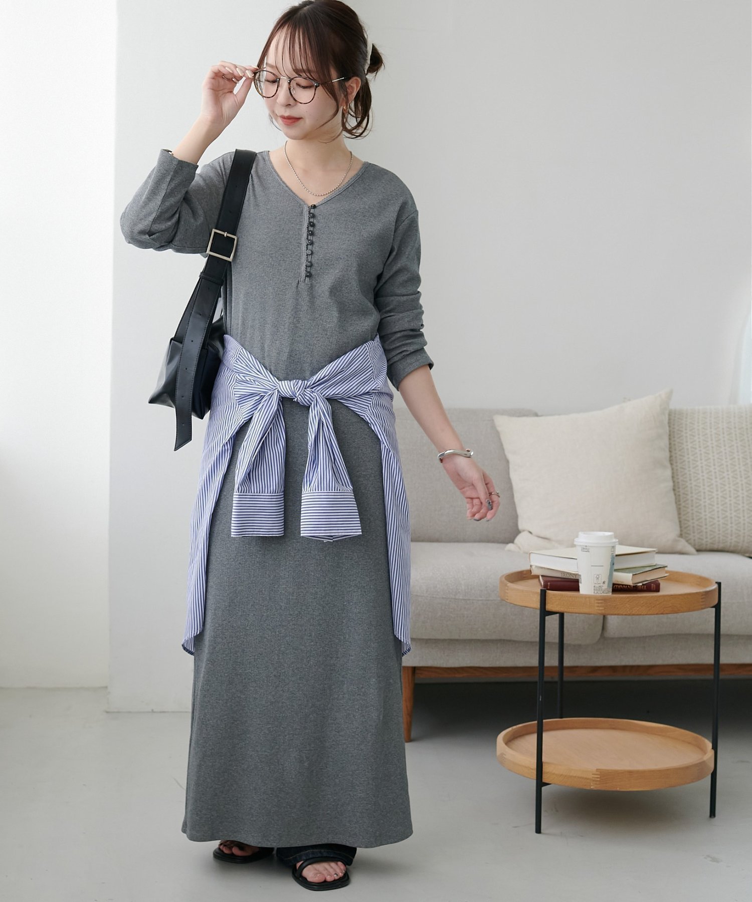 【ディスコート/Discoat】のリブピコレースヘンリーカットワンピース インテリア・キッズ・メンズ・レディースファッション・服の通販 founy(ファニー) 　ファッション　Fashion　レディースファッション　Fashion for Women　ワンピース　Dresses　おすすめ　Recommended / Our Picks　シンプル　Simple, Minimal　ジャケット　Jacket, Outerwear　チェック　Check, Plaid, Tartan　デコルテ　Décolleté, Neckline　ベスト　Vest, Waistcoat　レース　Lace, Lace Fabric　グレー|ID: prp329100004814563 ipo3291000000034968131