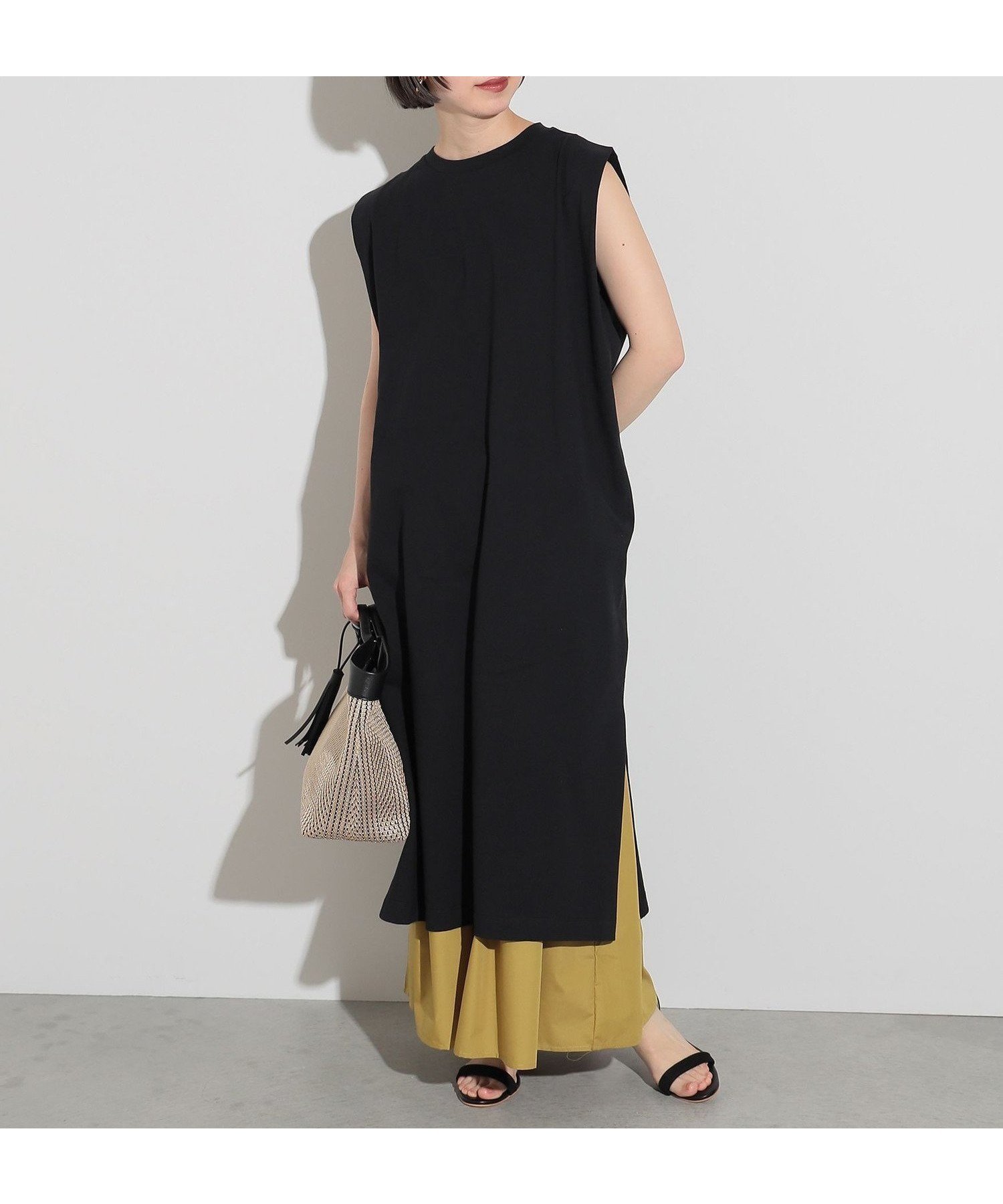 【ビームス ウイメン/BEAMS】のフレンチワンピース * スカート (セットアイテム) インテリア・キッズ・メンズ・レディースファッション・服の通販 founy(ファニー) 　ファッション　Fashion　レディースファッション　Fashion for Women　スカート　Skirts　ウェーブ　Wavy Pattern　カットソー　Cut and Sewn Top　スリット　Slit, Slit Detail　スリーブ　Sleeve, Long Sleeve / Short Sleeve　セットアップ　Set-Up, Coordinated Outfit　フレンチ　French, French Style　リラックス　Relax, Relaxed Fit　レギンス　Leggings, Stretch Pants　ロング　Long, Long-Length　夏　Summer　BLACK×LIME|ID: prp329100004814567 ipo3291000000034968154