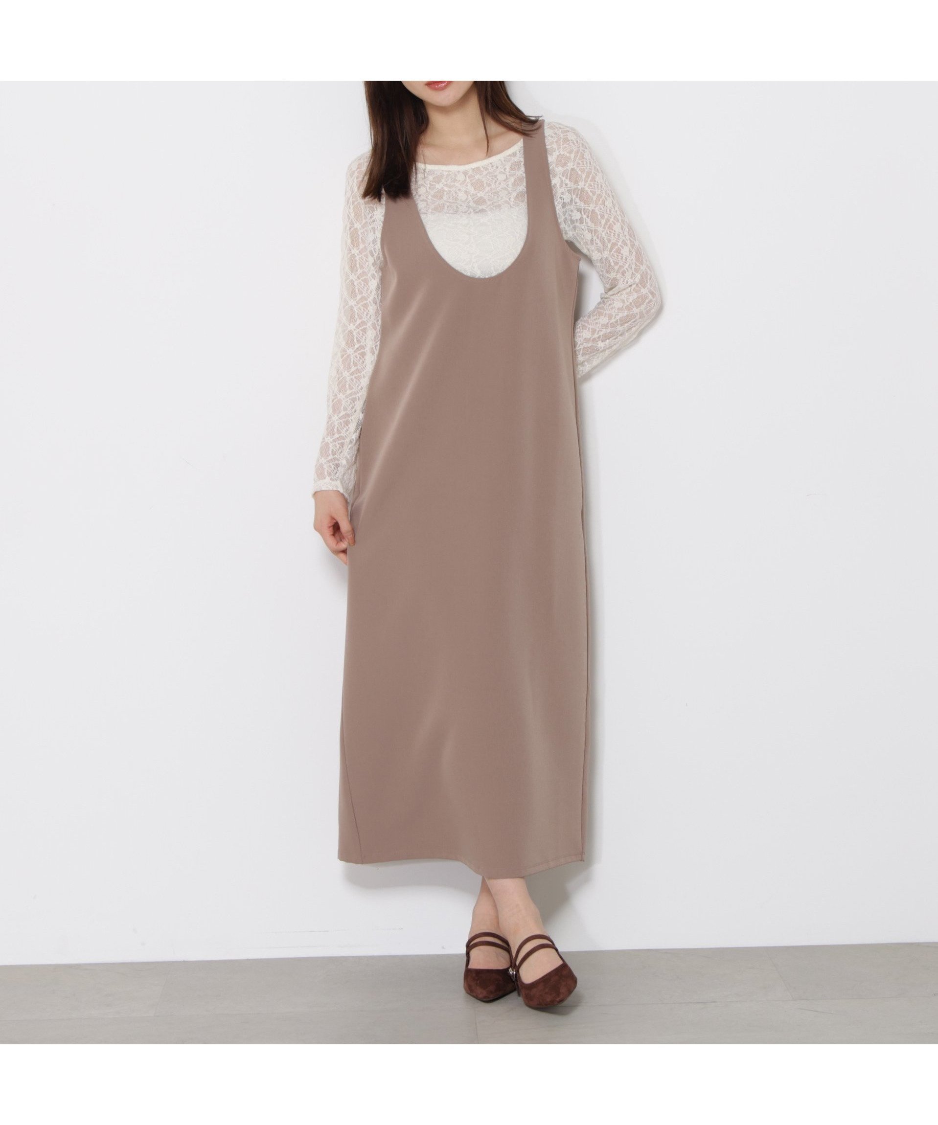 【プロポーション ボディドレッシング/PROPORTION BODY DRESSING】のUネックジャンスカ SETUP 25AW インテリア・キッズ・メンズ・レディースファッション・服の通販 founy(ファニー) 　ファッション　Fashion　レディースファッション　Fashion for Women　セットアップ　Matching Sets　2025年　2025　2025-2026秋冬・A/W　Autumn/Winter 2025–26 AW25–26　インナー　Innerwear　ストレッチ　Stretch, Stretchy Fabric　スリット　Slit, Slit Detail　バランス　Balance, Style Balance　レース　Lace, Lace Fabric　エレガント 上品　Elegant　モカ×ホワイト1|ID: prp329100004814573 ipo3291000000034968183