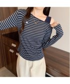 【チェルカ/CERCA】のChiina/Chiina /長袖 ボーダーワンショルトップス 人気、トレンドファッション・服の通販 founy(ファニー) ファッション Fashion レディースファッション Fashion for Women トップス・カットソー Cut & Sew Tops おすすめ Recommended / Our Picks ショルダー Shoulder, Shoulder Strap スラックス Slacks, Dress Pants バルーン Balloon, Balloon Silhouette ボトム Bottoms, Lower Wear ボーダー Border, Stripe 再入荷 Restock / Back in Stock 長袖 Long Sleeve, Full Sleeve thumbnail ネイビー|ID: prp329100004814580 ipo3291000000034968216