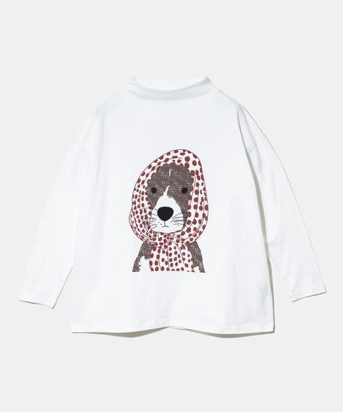 【ゴースローキャラバン/go slow caravan】のCOLORK/カラック 風呂敷DOGロンTEE (WOMENS) インテリア・キッズ・メンズ・レディースファッション・服の通販 founy(ファニー) 　ファッション　Fashion　レディースファッション　Fashion for Women　トップス・カットソー　Cut & Sew Tops　ロングTシャツ・Tシャツ　Longline T-Shirts & Tees　インナー　Innerwear　シンプル　Simple, Minimal　スリーブ　Sleeve, Long Sleeve / Short Sleeve　ベスト　Vest, Waistcoat　ボトルネック　Bottle Neck, Mock Neck　モチーフ　Motif, Design Theme　ロング　Long, Long-Length　犬　Dog　ホワイト|ID: prp329100004814591 ipo3291000000034968274