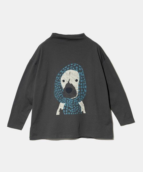 【ゴースローキャラバン/go slow caravan】のCOLORK/カラック 風呂敷DOGロンTEE (WOMENS) インテリア・キッズ・メンズ・レディースファッション・服の通販 founy(ファニー) 　ファッション　Fashion　レディースファッション　Fashion for Women　トップス・カットソー　Cut & Sew Tops　ロングTシャツ・Tシャツ　Longline T-Shirts & Tees　インナー　Innerwear　シンプル　Simple, Minimal　スリーブ　Sleeve, Long Sleeve / Short Sleeve　ベスト　Vest, Waistcoat　ボトルネック　Bottle Neck, Mock Neck　モチーフ　Motif, Design Theme　ロング　Long, Long-Length　犬　Dog　チャコール|ID: prp329100004814591 ipo3291000000034968275