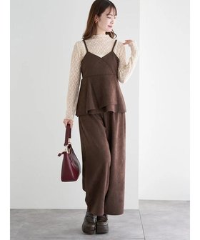 【ルディックパーク/LUDIC PARK】のSET スエードポンチラップ風キャミソール×ワイドパンツ 人気、トレンドファッション・服の通販 founy(ファニー) ファッション Fashion レディースファッション Fashion for Women パンツ Pants & Trousers インナー Innerwear キャミソール Camisole, Spaghetti Strap Top シアー Sheer, See-Through セットアップ Set-Up, Coordinated Outfit タートルネック Turtleneck, High Neck フェミニン Feminine, Girly ポケット Pocket, Pocket Detail 羽織 Haori, Light Jacket ラップ Wrap, Wrap Design ロング Long, Long-Length ワイド Wide, Wide Fit |ID:prp329100004814604