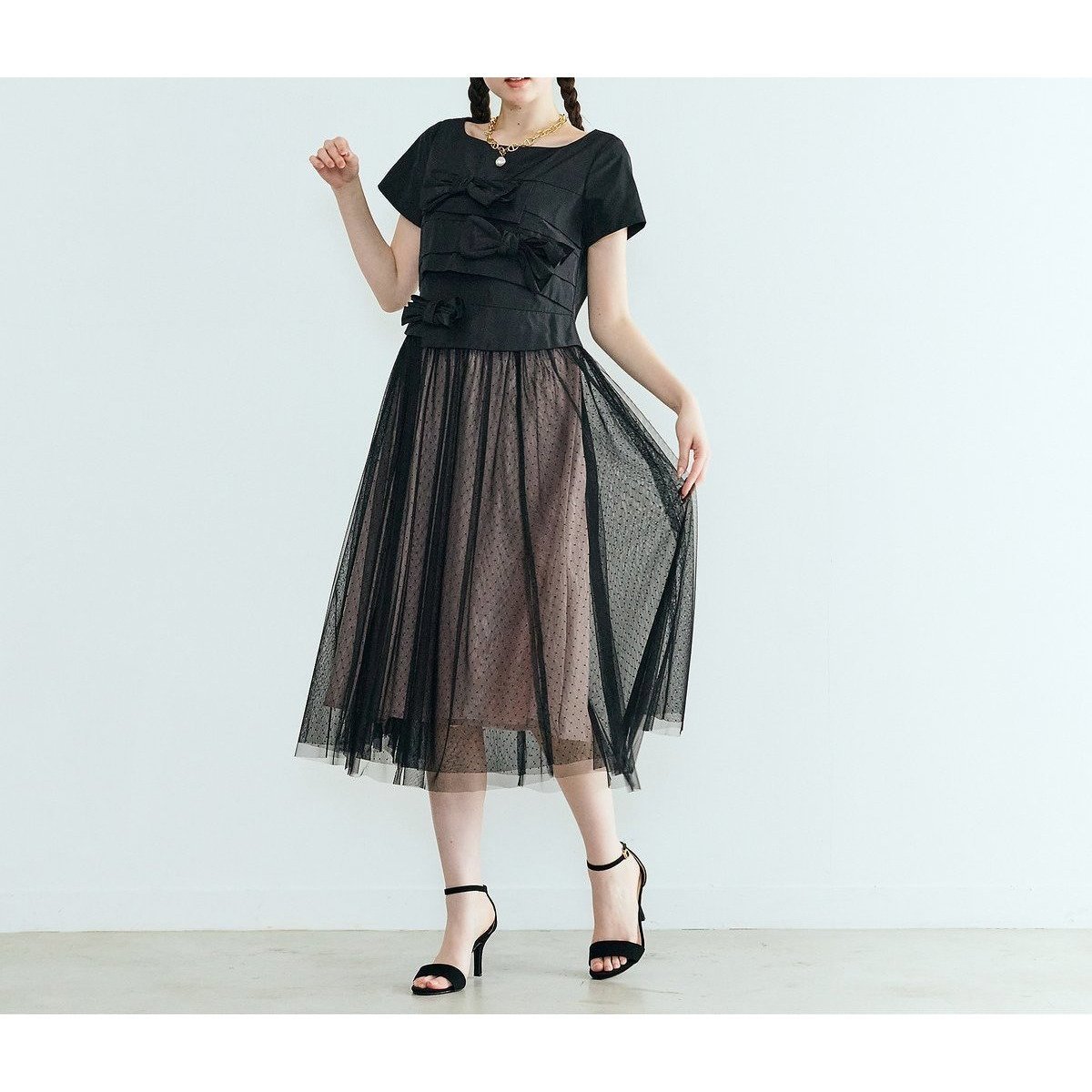 【ローズティアラ/Rose Tiara】のタフタリボンチュールドッキングワンピース インテリア・キッズ・メンズ・レディースファッション・服の通販 founy(ファニー) 　ファッション　Fashion　レディースファッション　Fashion for Women　ワンピース　Dresses　オーガンジー　Organza Fabric　シアー　Sheer, See-Through　スタンダード　Standard, Basic　スマート　Smart, Elegant　チュール　Tulip, Tulip Motif　ドッキング　Docking, Mixed Material　ドレス　Dress, One-Piece　フェミニン　Feminine, Girly　プリント　Print, Printed Pattern　ポケット　Pocket, Pocket Detail　ヨーク　Yoke, Yoke Design　リボン　Ribbon, Bow　ピンク|ID: prp329100004814931 ipo3291000000034971945