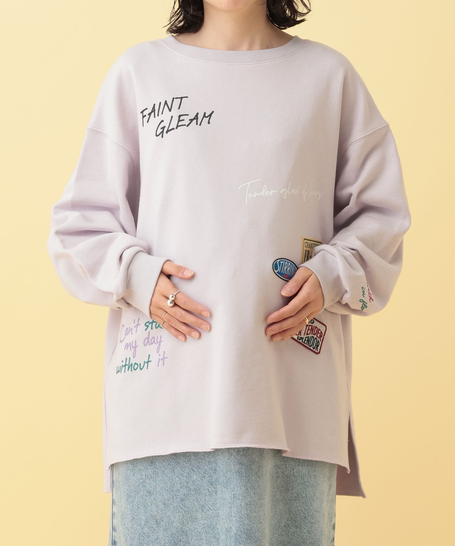 【レプシィム ローリーズファーム/LEPSIM LOWRYS FARM】の【産前・産後対応】マタニティ/ワッペンロゴプリントスウェット インテリア・キッズ・メンズ・レディースファッション・服の通販 founy(ファニー) 　ファッション　Fashion　キッズファッション　Fashion for Kids　スウェット / スエット　Sweatshirt, Sweatwear　スリット　Slit, Slit Detail　ピンク22|ID: prp329100004815003 ipo3291000000034972102