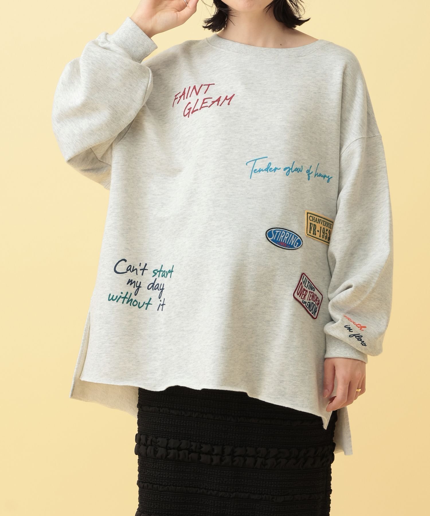 【レプシィム ローリーズファーム/LEPSIM LOWRYS FARM】の【産前・産後対応】マタニティ/ワッペンロゴプリントスウェット インテリア・キッズ・メンズ・レディースファッション・服の通販 founy(ファニー) 　ファッション　Fashion　キッズファッション　Fashion for Kids　スウェット / スエット　Sweatshirt, Sweatwear　スリット　Slit, Slit Detail　杢グレー15|ID: prp329100004815003 ipo3291000000034972104