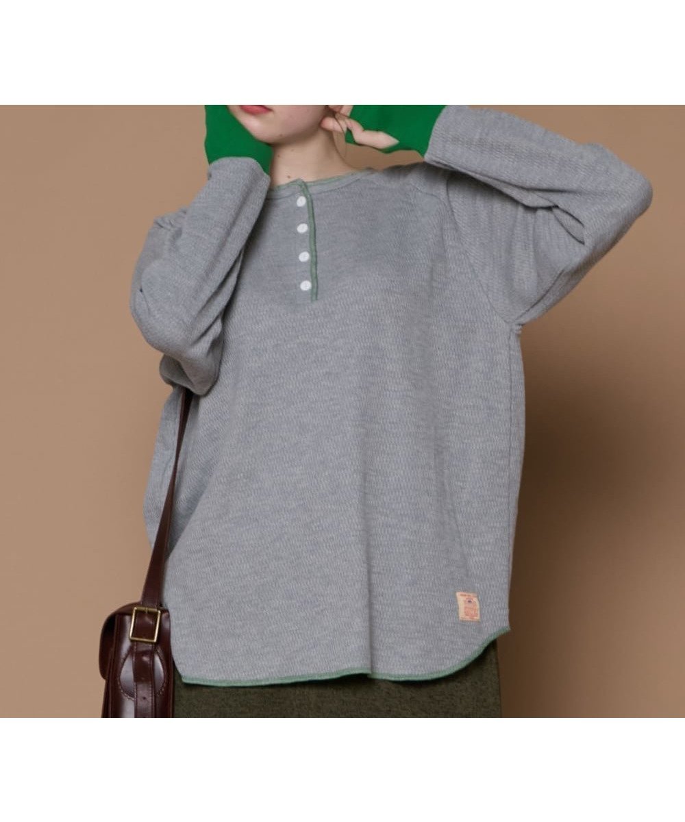 【クリフメイヤー/KRIFF MAYER】のハニカムワッフルバイカラーロンT インテリア・キッズ・メンズ・レディースファッション・服の通販 founy(ファニー) 　ファッション　Fashion　レディースファッション　Fashion for Women　トップス・カットソー　Cut & Sew Tops　ロングTシャツ・Tシャツ　Longline T-Shirts & Tees　スウェット / スエット　Sweatshirt, Sweatwear　スタンダード　Standard, Basic　ベーシック　Basic, Essential　ワッフル　Waffle, Waffle Knit　A/W・秋冬　Autumn/Winter　GRAY|ID: prp329100004815008 ipo3291000000034972138