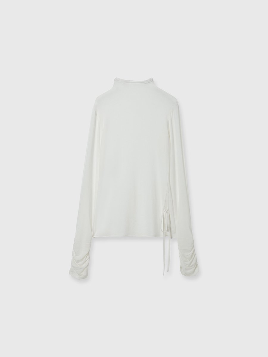 【エイミーイストワール/eimy istoire】のカシミヤ混シアースリーブギャザートップス 人気、トレンドファッション・服の通販 founy(ファニー) 　ファッション　Fashion　レディースファッション　Fashion for Women　トップス・カットソー　Cut & Sew Tops　カットソー　Cut and Sewn Top　ギャザー　Gathered, Ruffled　シャーリング　Shirring, Ruched　シンプル　Simple, Minimal　ハイネック　High Neck, Mock Neck　リボン　Ribbon, Bow　再入荷　Restock / Back in Stock　 other-1|ID: prp329100004815009 ipo3291000000034972159