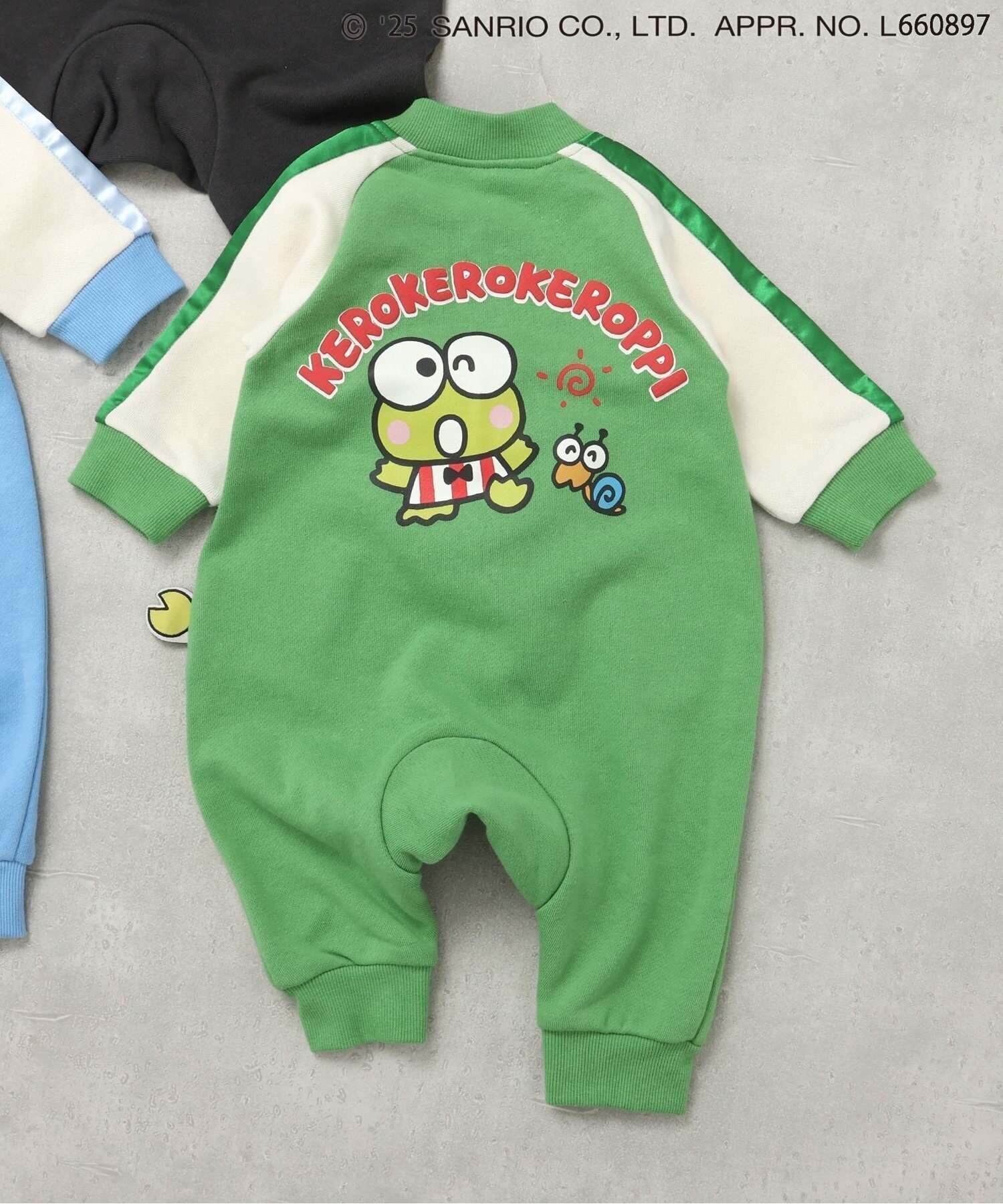 【エフオー オンラインストア/F.O.Online Store / KIDS】の【リンク】サンリオキャラクターズ/スカジャン風カバーオール インテリア・キッズ・メンズ・レディースファッション・服の通販 founy(ファニー) ファッション Fashion キッズファッション Fashion for Kids キャラクター Character, Licensed Characters プリント Print, Printed Pattern おすすめ Recommended / Our Picks グリーン|ID: prp329100004815071 ipo3291000000034972644