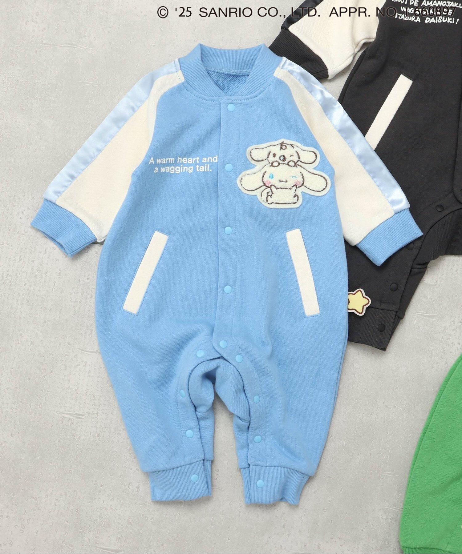 【エフオー オンラインストア/F.O.Online Store / KIDS】の【リンク】サンリオキャラクターズ/スカジャン風カバーオール インテリア・キッズ・メンズ・レディースファッション・服の通販 founy(ファニー) ファッション Fashion キッズファッション Fashion for Kids キャラクター Character, Licensed Characters プリント Print, Printed Pattern おすすめ Recommended / Our Picks サックス|ID: prp329100004815071 ipo3291000000034972645