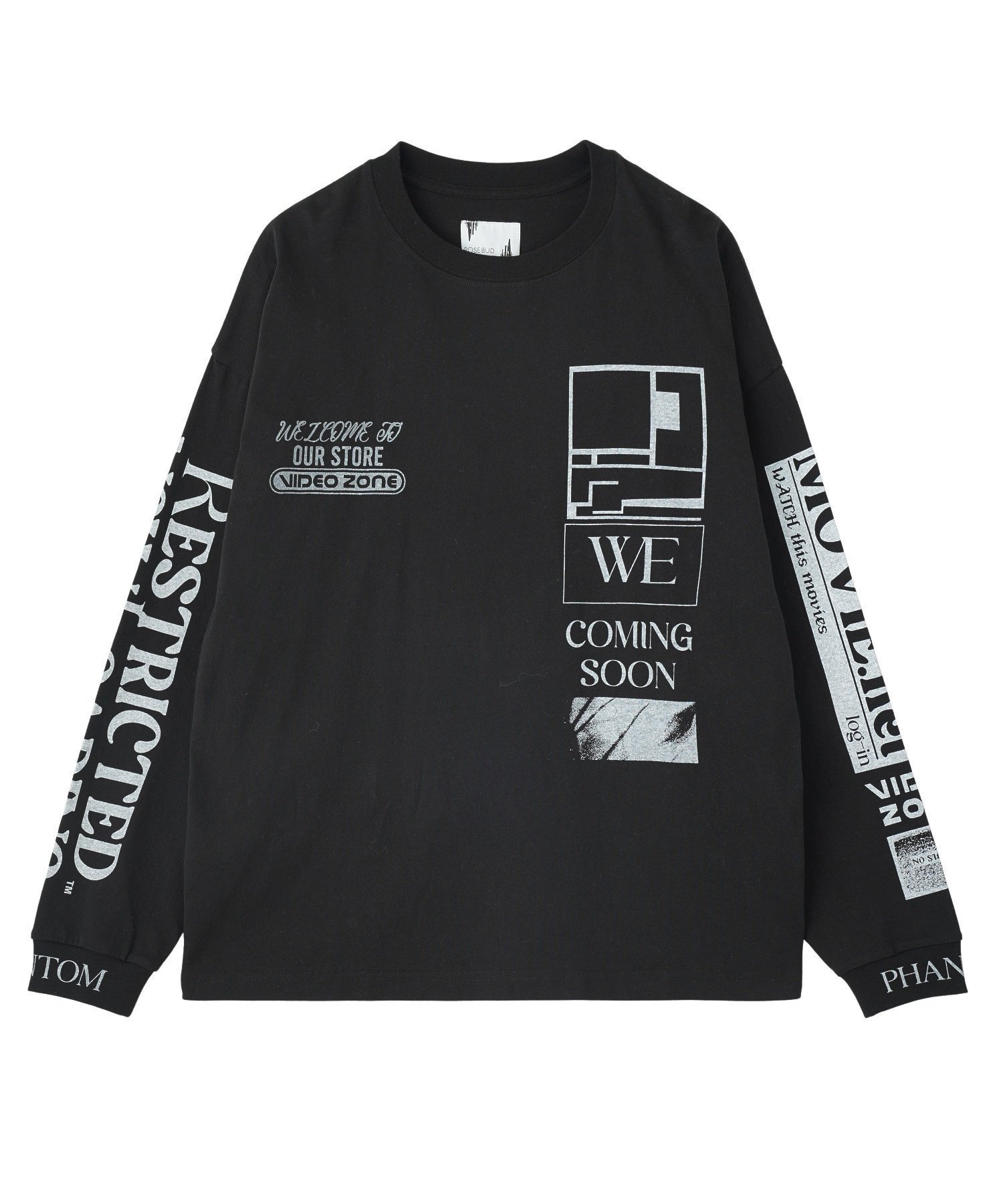 【ローズバッド/ROSE BUD】のOKIRAKU*ROSE BUD/スリーブプリントロンT インテリア・キッズ・メンズ・レディースファッション・服の通販 founy(ファニー) 　ファッション　Fashion　レディースファッション　Fashion for Women　トップス・カットソー　Cut & Sew Tops　ロングTシャツ・Tシャツ　Longline T-Shirts & Tees　インナー　Innerwear　グラフィック　Graphic, Graphic Design　パターン　Pattern, Design Print　フォルム　Silhouette, Form　プリント　Print, Printed Pattern　リラックス　Relax, Relaxed Fit　ロング　Long, Long-Length　日本製　Made In Japan　ギフト プレゼント　Gift / Present　BLACK|ID: prp329100004815072 ipo3291000000034972650