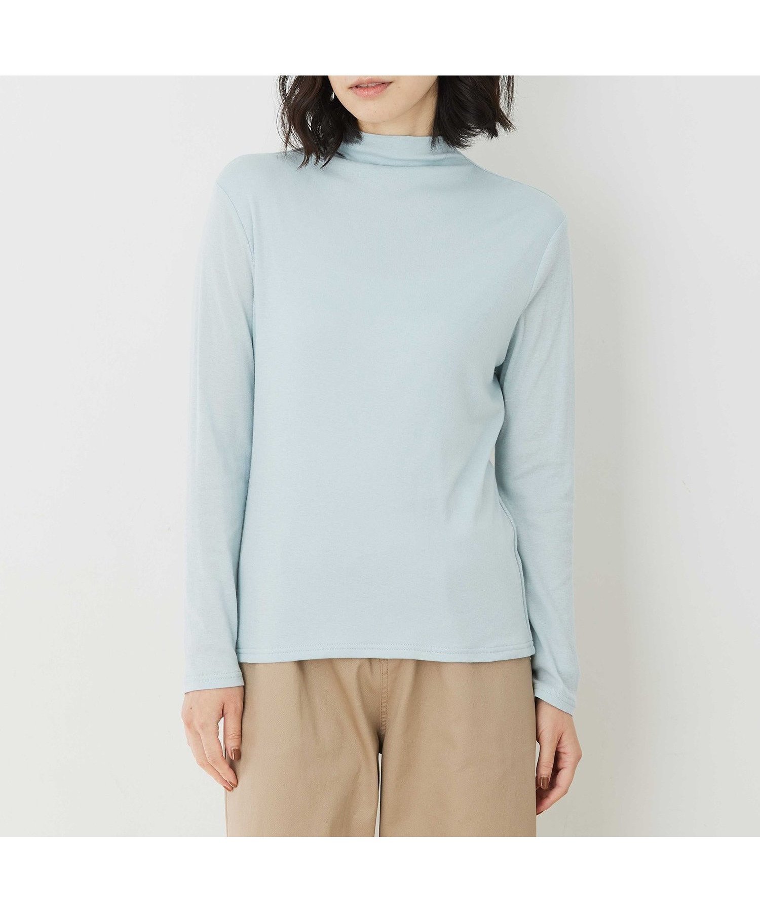 【デコイ/DECOY Since1981】のコットンガーゼハイネック インテリア・キッズ・メンズ・レディースファッション・服の通販 founy(ファニー) 　ファッション　Fashion　レディースファッション　Fashion for Women　おすすめ　Recommended / Our Picks　シンプル　Simple, Minimal　ハイネック　High Neck, Mock Neck　エレガント 上品　Elegant　切替　Switching, Contrast Panel　無地　Plain, Solid Color　サックス|ID: prp329100004815074 ipo3291000000034972667