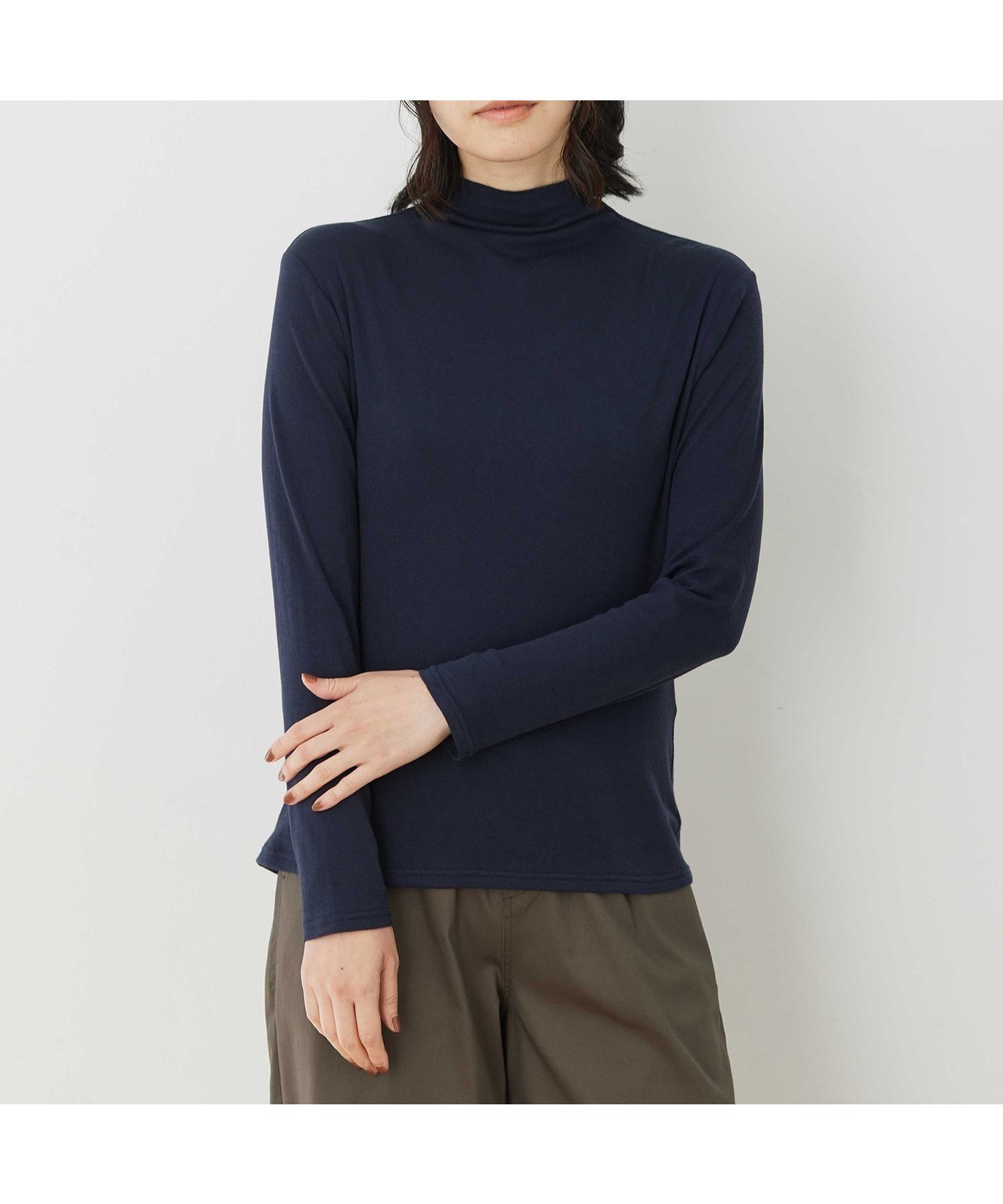 【デコイ/DECOY Since1981】のコットンガーゼハイネック インテリア・キッズ・メンズ・レディースファッション・服の通販 founy(ファニー) 　ファッション　Fashion　レディースファッション　Fashion for Women　おすすめ　Recommended / Our Picks　シンプル　Simple, Minimal　ハイネック　High Neck, Mock Neck　エレガント 上品　Elegant　切替　Switching, Contrast Panel　無地　Plain, Solid Color　ネイビー|ID: prp329100004815074 ipo3291000000034972669