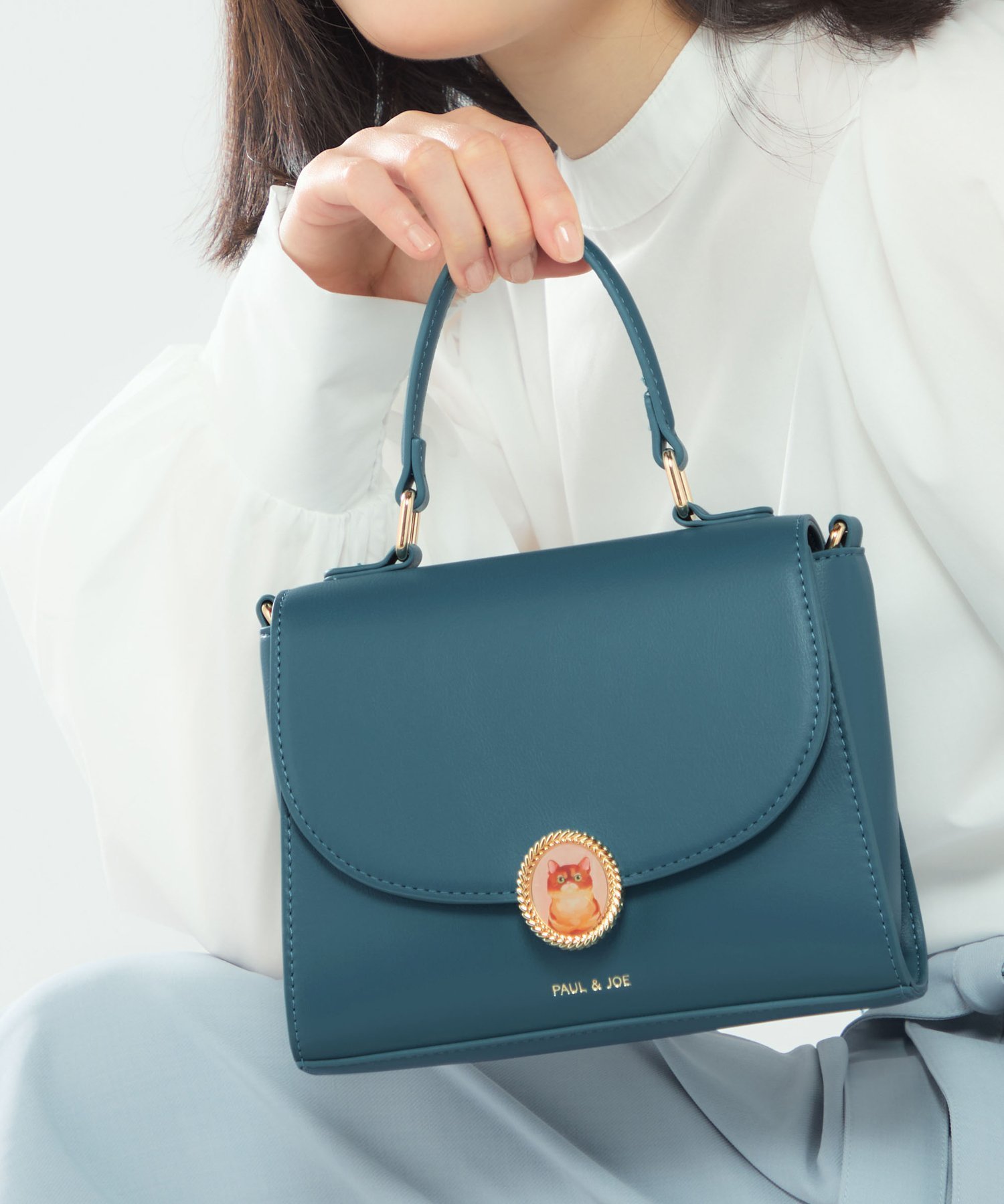 【エルガス/ELGAES】の2WAYハンドバッグ PJA-B1176 キャットブローチ インテリア・キッズ・メンズ・レディースファッション・服の通販 founy(ファニー) 　ファッション　Fashion　レディースファッション　Fashion for Women　アニマル　Animal Print　クラシカル　Classical, Vintage-Inspired　コレクション　Collection, Seasonal Line　ショルダー　Shoulder, Shoulder Strap　シンプル　Simple, Minimal　スタイリッシュ　Stylish, Fashionable　ネコ　Cat, Feline Motif　パターン　Pattern, Design Print　フラワー　Flower, Floral　ブローチ　Brooch, Pin Brooch　ベーシック　Basic, Essential　ポケット　Pocket, Pocket Detail　モチーフ　Motif, Design Theme　おすすめ　Recommended / Our Picks　グリーン|ID: prp329100004815216 ipo3291000000034973796