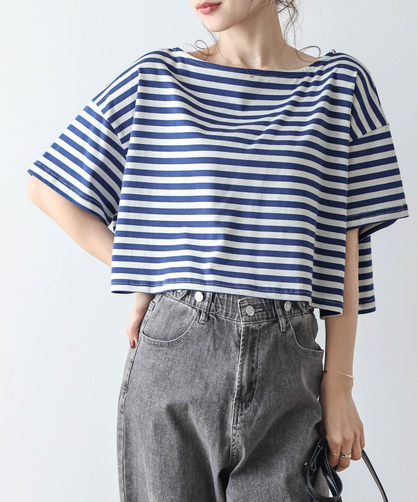 【ラジュール/Lajour】のクロップドボーダーTシャツ インテリア・キッズ・メンズ・レディースファッション・服の通販 founy(ファニー) ファッション Fashion レディースファッション Fashion for Women トップス・カットソー Cut & Sew Tops シャツ・ブラウス・オフィスカジュアル Elegant Blouses & Button-Ups ロングTシャツ・Tシャツ Longline T-Shirts & Tees クロップド Cropped, Short Length コンパクト Compact, Small Size ボーダー Border, Stripe リラックス Relax, Relaxed Fit 定番 Standard, Basic Item ブルー|ID: prp329100004815231 ipo3291000000034973939