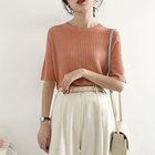 【ミニミニストア/miniministore】の5分袖リブニット夏服トップス レディース クルーネック*ピンク|ID: prp329100004815236 ipo3291000000034973975