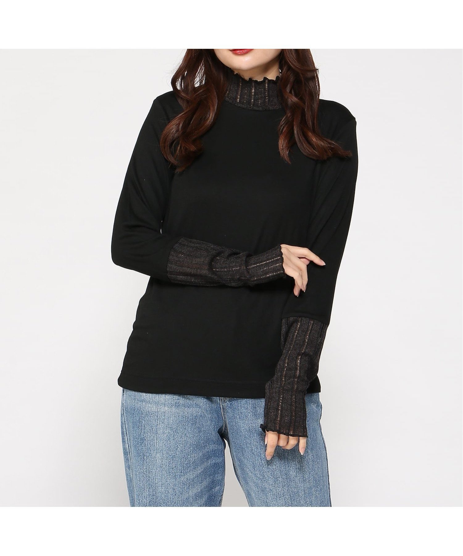 【ジーンズメイト/JEANS MATE】のC-FORT POINT/シアーキリカエ ハイネックPO インテリア・キッズ・メンズ・レディースファッション・服の通販 founy(ファニー) ファッション Fashion レディースファッション Fashion for Women ハイネック High Neck, Mock Neck エレガント 上品 Elegant 春 Spring ブラック|ID: prp329100004815307 ipo3291000000034974592