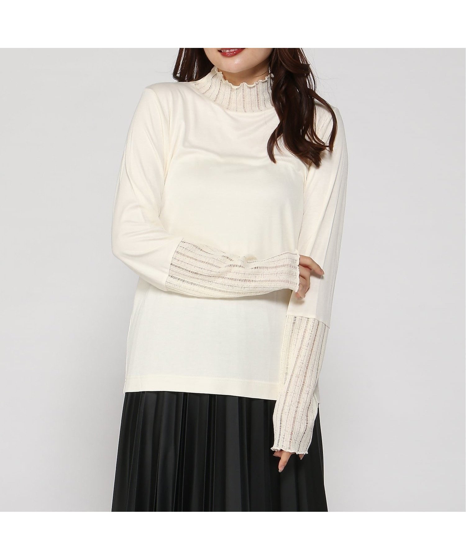 【ジーンズメイト/JEANS MATE】のC-FORT POINT/シアーキリカエ ハイネックPO インテリア・キッズ・メンズ・レディースファッション・服の通販 founy(ファニー) ファッション Fashion レディースファッション Fashion for Women ハイネック High Neck, Mock Neck エレガント 上品 Elegant 春 Spring ベージュ|ID: prp329100004815307 ipo3291000000034974593