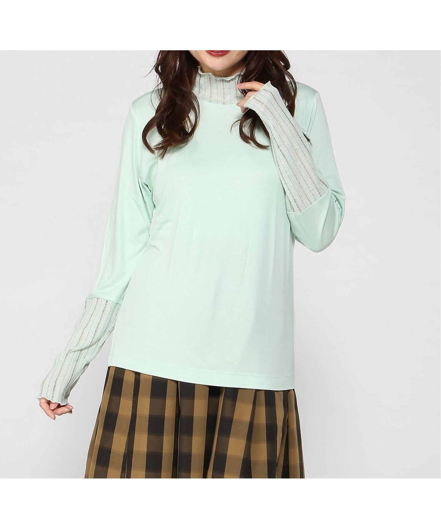 【ジーンズメイト/JEANS MATE】のC-FORT POINT/シアーキリカエ ハイネックPO インテリア・キッズ・メンズ・レディースファッション・服の通販 founy(ファニー) ファッション Fashion レディースファッション Fashion for Women ハイネック High Neck, Mock Neck エレガント 上品 Elegant 春 Spring ミントグリーン|ID: prp329100004815307 ipo3291000000034974594
