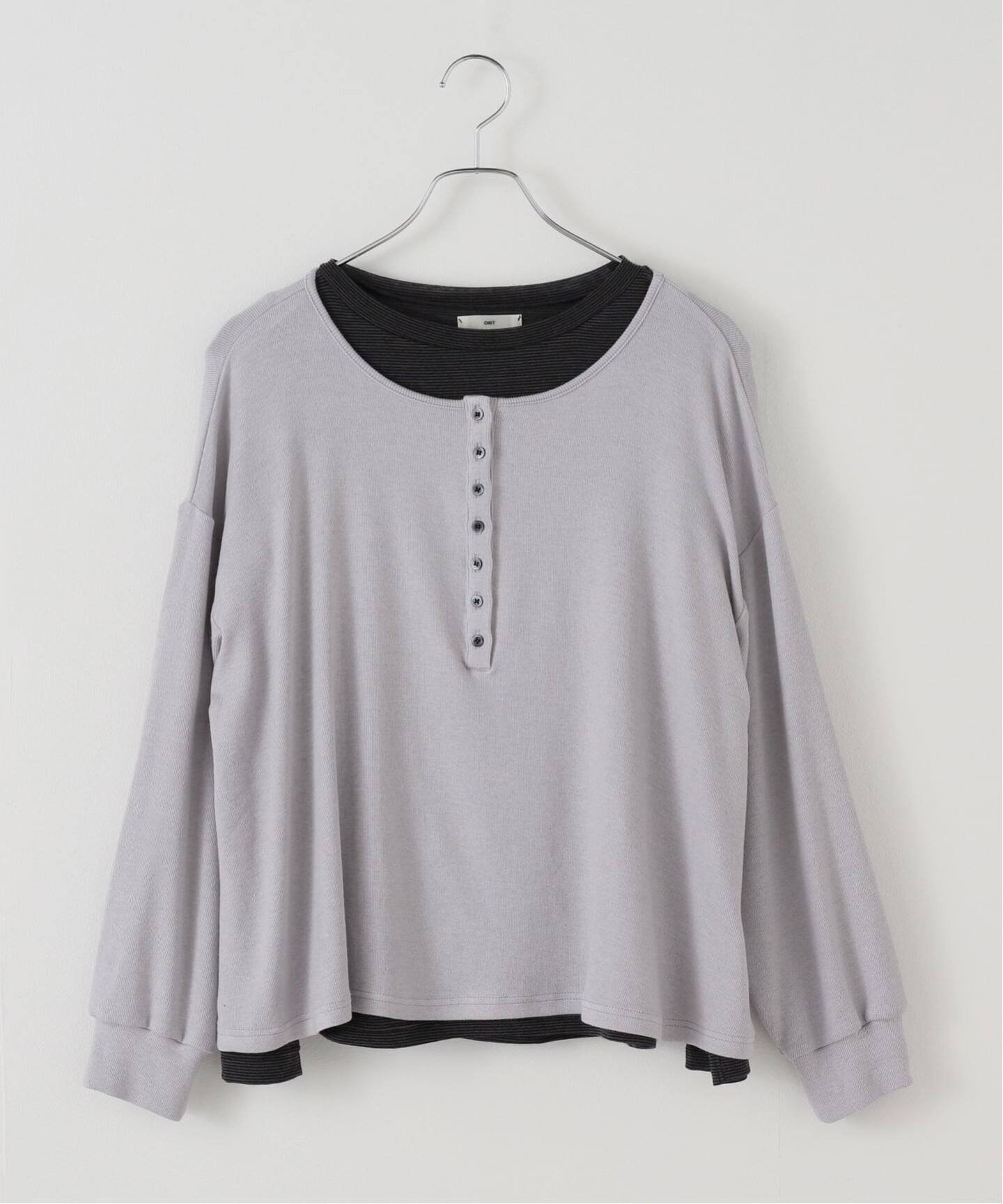 【フレームワーク/FRAMeWORK】のonit/オニット 別注レイヤードヘンリーネックプルオーバー(2枚セット) インテリア・キッズ・メンズ・レディースファッション・服の通販 founy(ファニー) 　ファッション　Fashion　レディースファッション　Fashion for Women　トップス・カットソー　Cut & Sew Tops　ニット　Knit Tops & Sweaters　カジュアルプルオーバー・ニットトップス　Pullovers & Knit Tops / Casual Pullovers　おすすめ　Recommended / Our Picks　インナー　Innerwear　カットソー　Cut and Sewn Top　セパレート　Separate, Two-Piece　リラックス　Relax, Relaxed Fit　別注　Limited Edition, Custom Order　グレーB|ID: prp329100004815322 ipo3291000000034974667