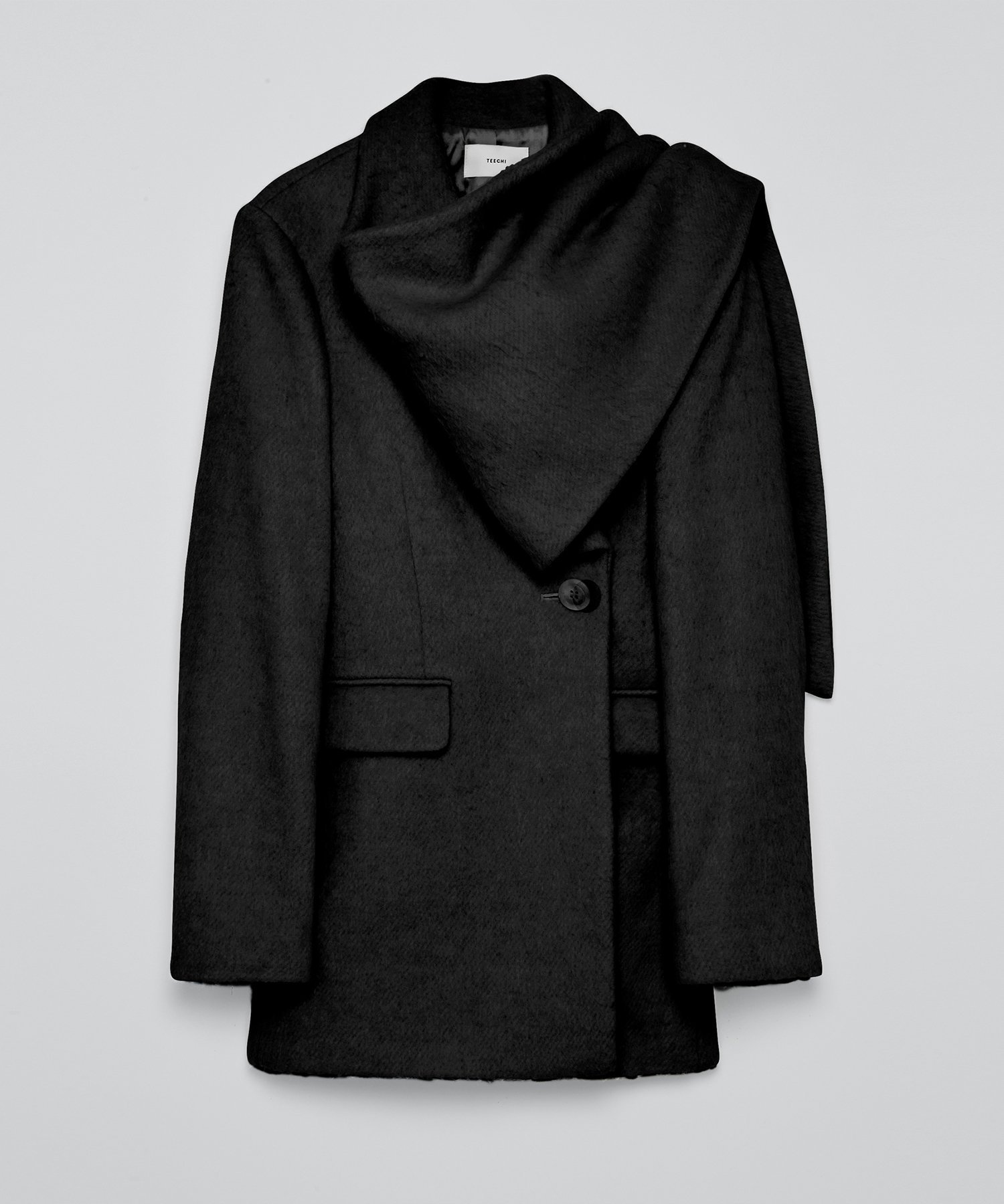 【ティーチ/TEECHI】のウールミックスシャギーコート インテリア・キッズ・メンズ・レディースファッション・服の通販 founy(ファニー) 　ファッション　Fashion　レディースファッション　Fashion for Women　アウター　Coat / Outerwear Collection　コート・ロングコート・ピーコート　Long Coats, Peacoats & More　ショート　Short, Short Length　スニーカー　Sneakers, Trainers　スマート　Smart, Elegant　デニム　Denim, Jeans Material　バランス　Balance, Style Balance　フロント　Front, Front Design　ボックス　Boxy, Box Shape　防寒　Cold Protection, Winter-Ready　マフラー　Scarf, Muffler　BLACK|ID: prp329100004815352 ipo3291000000034974925