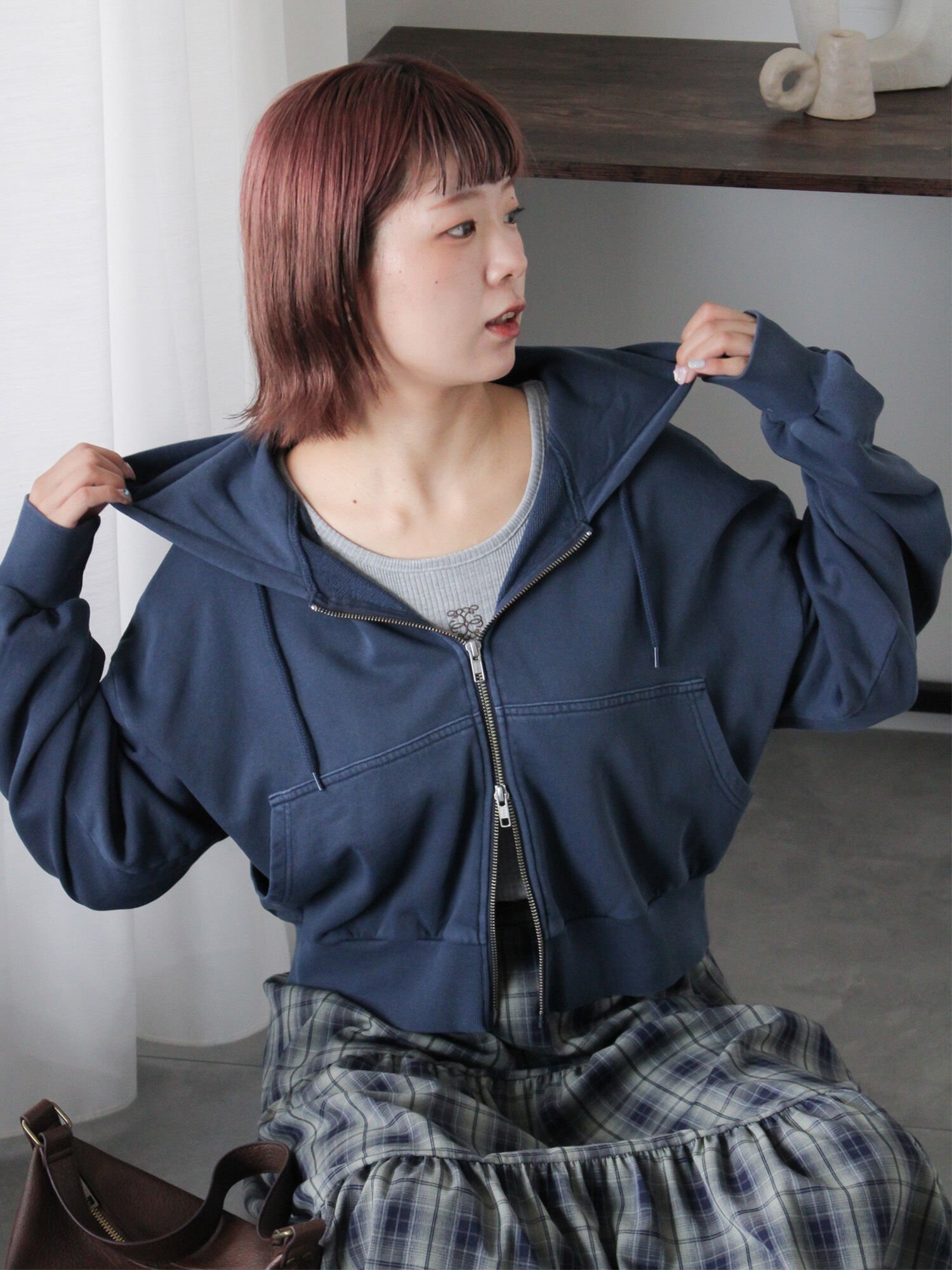 【エヘカソポ/ehka sopo】のショート丈ジップパーカー インテリア・キッズ・メンズ・レディースファッション・服の通販 founy(ファニー) 　ファッション　Fashion　レディースファッション　Fashion for Women　トップス・カットソー　Cut & Sew Tops　レディースパーカー・カジュアルフーディー　Casual Hoodies & Sweatshirts　ショート　Short, Short Length　シンプル　Simple, Minimal　ダブル　Double, Double-Breasted　パーカー　Hoodie, Parka　フロント　Front, Front Design　ネイビー|ID: prp329100004815360 ipo3291000000034975022