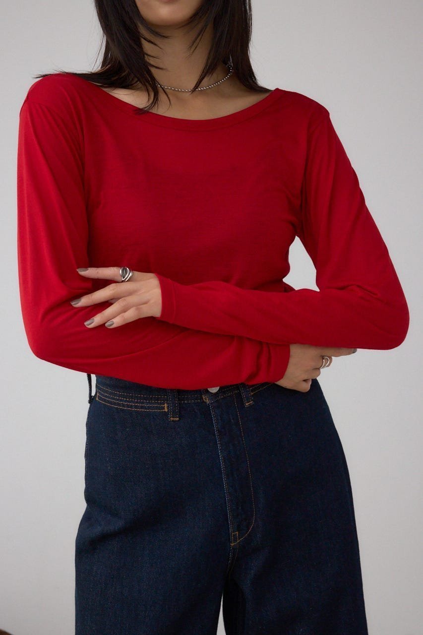 【アズール バイ マウジー/AZUL by moussy】のシアーロングスリーブTシャツ インテリア・キッズ・メンズ・レディースファッション・服の通販 founy(ファニー) ファッション Fashion レディースファッション Fashion for Women トップス・カットソー Cut & Sew Tops シャツ・ブラウス・オフィスカジュアル Elegant Blouses & Button-Ups ロングTシャツ・Tシャツ Longline T-Shirts & Tees おすすめ Recommended / Our Picks インナー Innerwear ジャケット Jacket, Outerwear フィット Fit, Slim Fit 羽織 Haori, Light Jacket RED|ID: prp329100004815369 ipo3291000000034975111