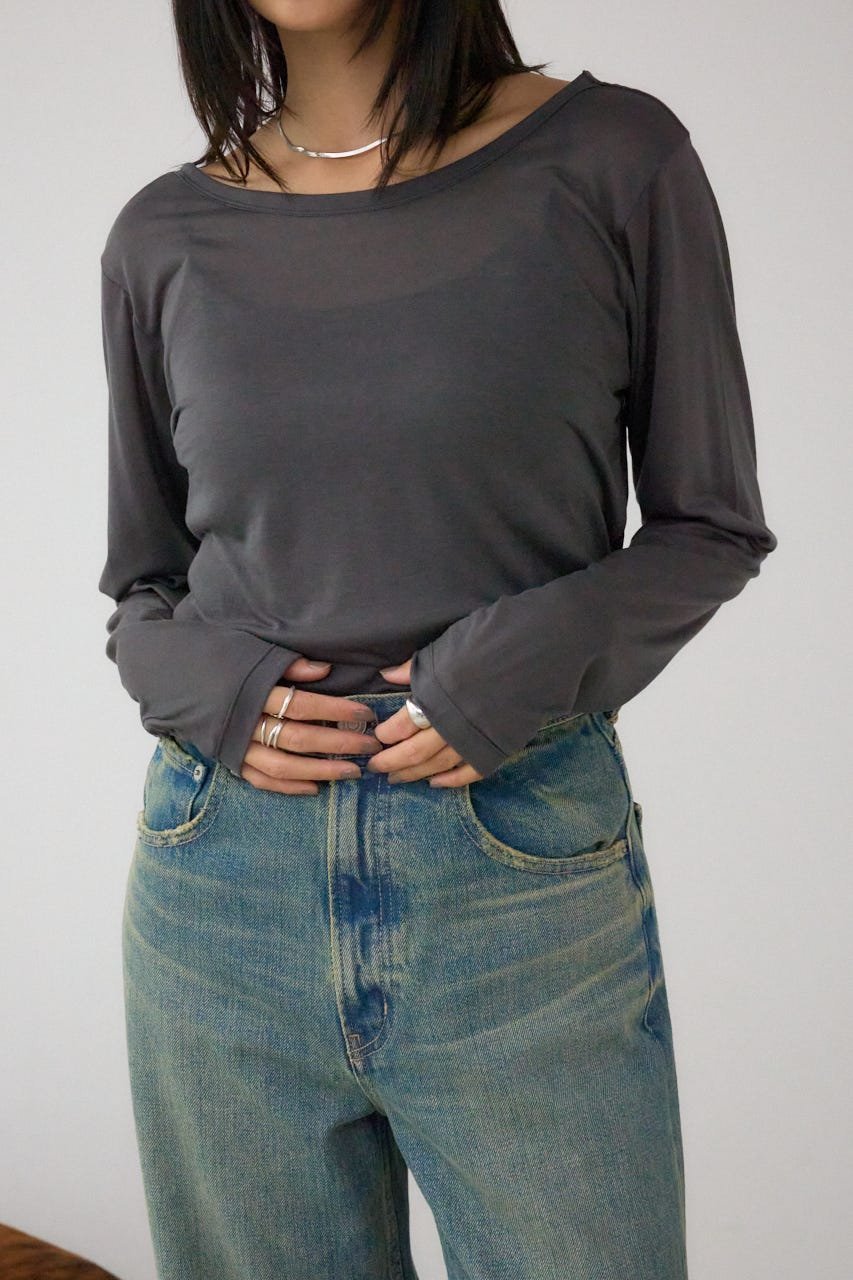 【アズール バイ マウジー/AZUL by moussy】のシアーロングスリーブTシャツ インテリア・キッズ・メンズ・レディースファッション・服の通販 founy(ファニー) ファッション Fashion レディースファッション Fashion for Women トップス・カットソー Cut & Sew Tops シャツ・ブラウス・オフィスカジュアル Elegant Blouses & Button-Ups ロングTシャツ・Tシャツ Longline T-Shirts & Tees おすすめ Recommended / Our Picks インナー Innerwear ジャケット Jacket, Outerwear フィット Fit, Slim Fit 羽織 Haori, Light Jacket C.GRY|ID: prp329100004815369 ipo3291000000034975112