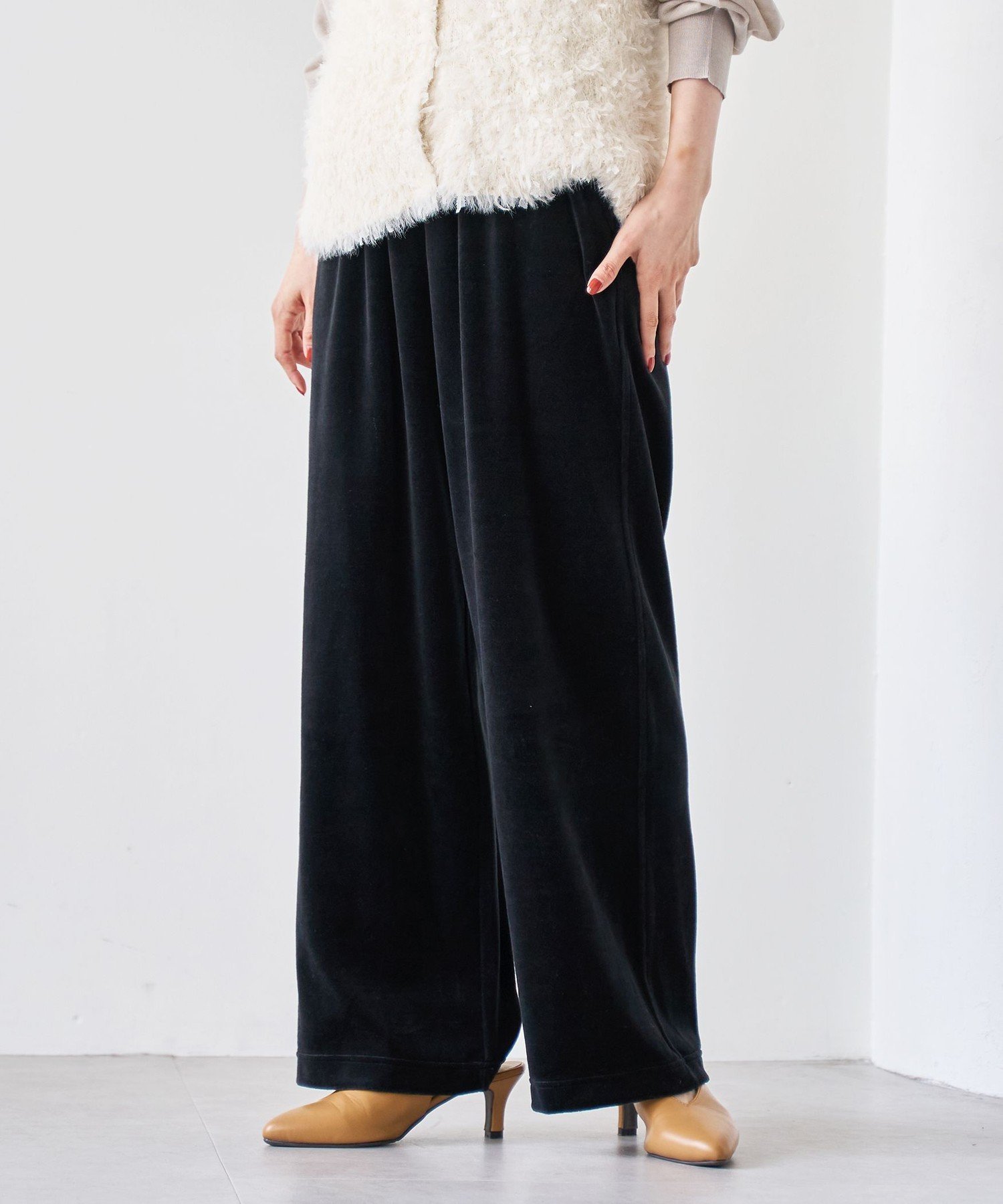【コーエン/COEN】のフェレットライクベロアイージーワイドパンツ インテリア・キッズ・メンズ・レディースファッション・服の通販 founy(ファニー) ファッション Fashion レディースファッション Fashion for Women パンツ Pants & Trousers トレンド Trend, Trending Now ベロア Velour, Soft Velvet ワイド Wide, Wide Fit 冬 Winter / This Winter 秋 Autumn BLACK|ID: prp329100004815427 ipo3291000000034975580