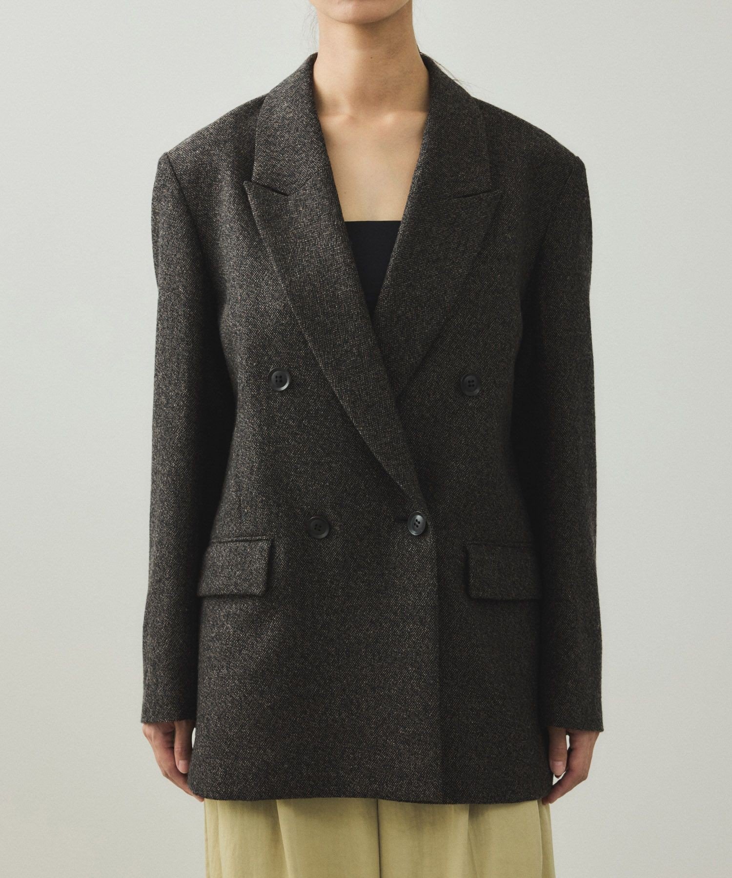 【アダム エ ロペ/ADAM ET ROPE'】の【EMOELLE】ウールネップテーラードジャケット インテリア・キッズ・メンズ・レディースファッション・服の通販 founy(ファニー) ファッション Fashion レディースファッション Fashion for Women アウター Coat / Outerwear Collection レディースジャケット・軽アウター Jackets テーラードジャケット / 通勤・きれいめスタイル Tailored Jackets & Blazers ジャケット Jacket, Outerwear スラックス Slacks, Dress Pants ダブル Double, Double-Breasted ツイード Twill, Twill Weave デニム Denim, Jeans Material ネップ Nepp, Slub Yarn フロント Front, Front Design ポケット Pocket, Pocket Detail マニッシュ Mannish, Boyish ワーク Workwear, Utility Style A/W・秋冬 Autumn/Winter おすすめ Recommended / Our Picks 2026年 2026 ブラック系(04)|ID: prp329100004815431 ipo3291000000034975640