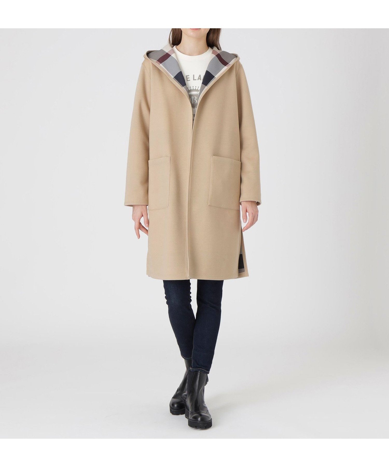 【ブルーレーベル クレストブリッジ/BLUE LABEL CRESTBRIDGE】のクレストブリッジチェックリバーシブルダンボールコーディガン インテリア・キッズ・メンズ・レディースファッション・服の通販 founy(ファニー) 　ファッション　Fashion　レディースファッション　Fashion for Women　おすすめ　Recommended / Our Picks　インナー　Innerwear　カットソー　Cut and Sewn Top　コーディガン　Coatigan, Knit Coat　チェック　Check, Plaid, Tartan　プリント　Print, Printed Pattern　リバーシブル　Reversible, Two-Sided　無地　Plain, Solid Color　ベージュ|ID: prp329100004815437 ipo3291000000034975684