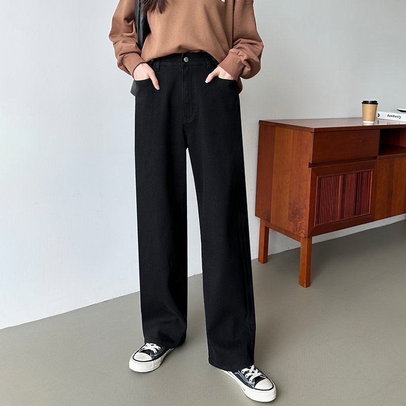 【ココモモ/COCOMOMO】の「楽革命」疲れないデニム 裏微起毛ストレートデニムパンツ デニムパンツ インテリア・キッズ・メンズ・レディースファッション・服の通販 founy(ファニー) 　ファッション　Fashion　レディースファッション　Fashion for Women　パンツ　Pants & Trousers　デニムパンツ・ジーンズ・美脚デニム　Denim Jeans & Pants　ストレッチ　Stretch, Stretchy Fabric　デニム　Denim, Jeans Material　レギュラー　Regular, Standard Fit　ロング　Long, Long-Length　楽ちん　Easy Fit, Comfortable　ブラック|ID: prp329100004815442 ipo3291000000034975712