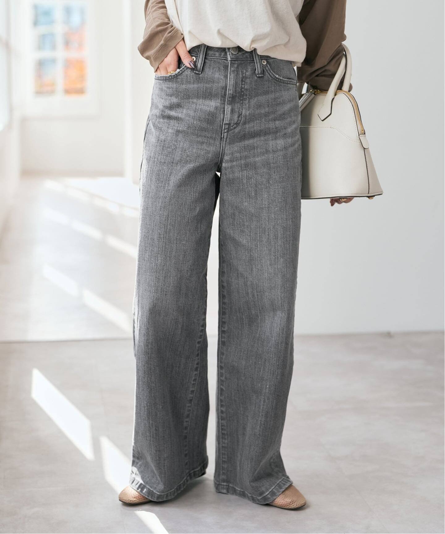 【スピック&スパン/Spick & Span】のSOMETHING / サムシング 別注 NEW LISA WIDE* インテリア・キッズ・メンズ・レディースファッション・服の通販 founy(ファニー) 　ファッション　Fashion　レディースファッション　Fashion for Women　コンパクト　Compact, Small Size　ジーンズ　Jeans, Denim Pants　ストレッチ　Stretch, Stretchy Fabric　デニム　Denim, Jeans Material　パターン　Pattern, Design Print　フィット　Fit, Slim Fit　ポケット　Pocket, Pocket Detail　別注　Limited Edition, Custom Order　ワイド　Wide, Wide Fit　グレーB|ID: prp329100004815467 ipo3291000000034975913