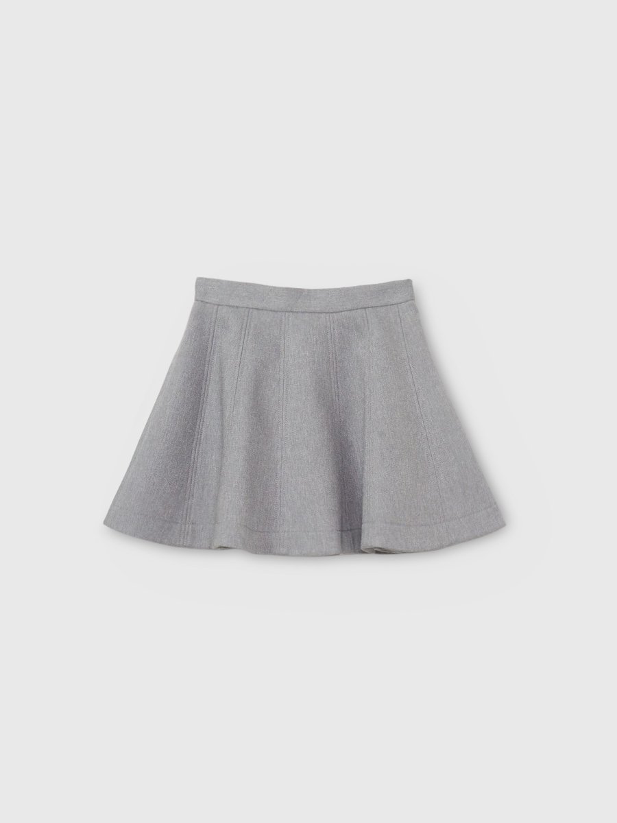 【エイミーイストワール/eimy istoire】のボンディングフレアミニスカート インテリア・キッズ・メンズ・レディースファッション・服の通販 founy(ファニー) 　ファッション　Fashion　レディースファッション　Fashion for Women　スカート　Skirts　ミニスカート　Mini Skirts　コンパクト　Compact, Small Size　シンプル　Simple, Minimal　スニーカー　Sneakers, Trainers　ダウン　Down, Puffer　バランス　Balance, Style Balance　フォルム　Silhouette, Form　フレア　Flare, Flared　ボンディング　Bonding, Bonded Fabric　A/W・秋冬　Autumn/Winter　再入荷　Restock / Back in Stock　おすすめ　Recommended / Our Picks　GREY|ID: prp329100004815488 ipo3291000000034976072