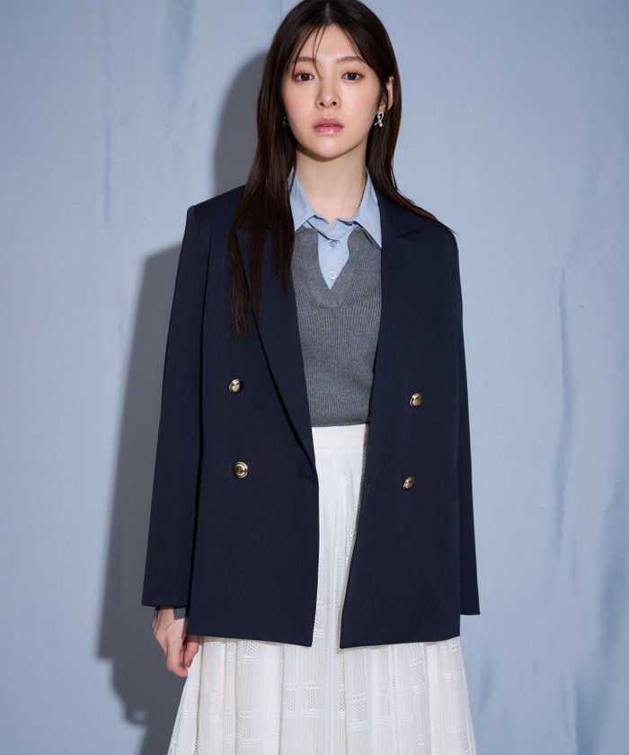 【ノエラ/Noela】のダブルブレストジャケット インテリア・キッズ・メンズ・レディースファッション・服の通販 founy(ファニー) https://founy.com/ ファッション Fashion レディースファッション Fashion for Women アウター Coat / Outerwear Collection レディースジャケット・軽アウター Jackets ストレッチ Stretch, Stretchy Fabric デニム Denim, Jeans Material ポケット Pocket, Pocket Detail |ID: prp329100004815494 ipo3291000000034976105